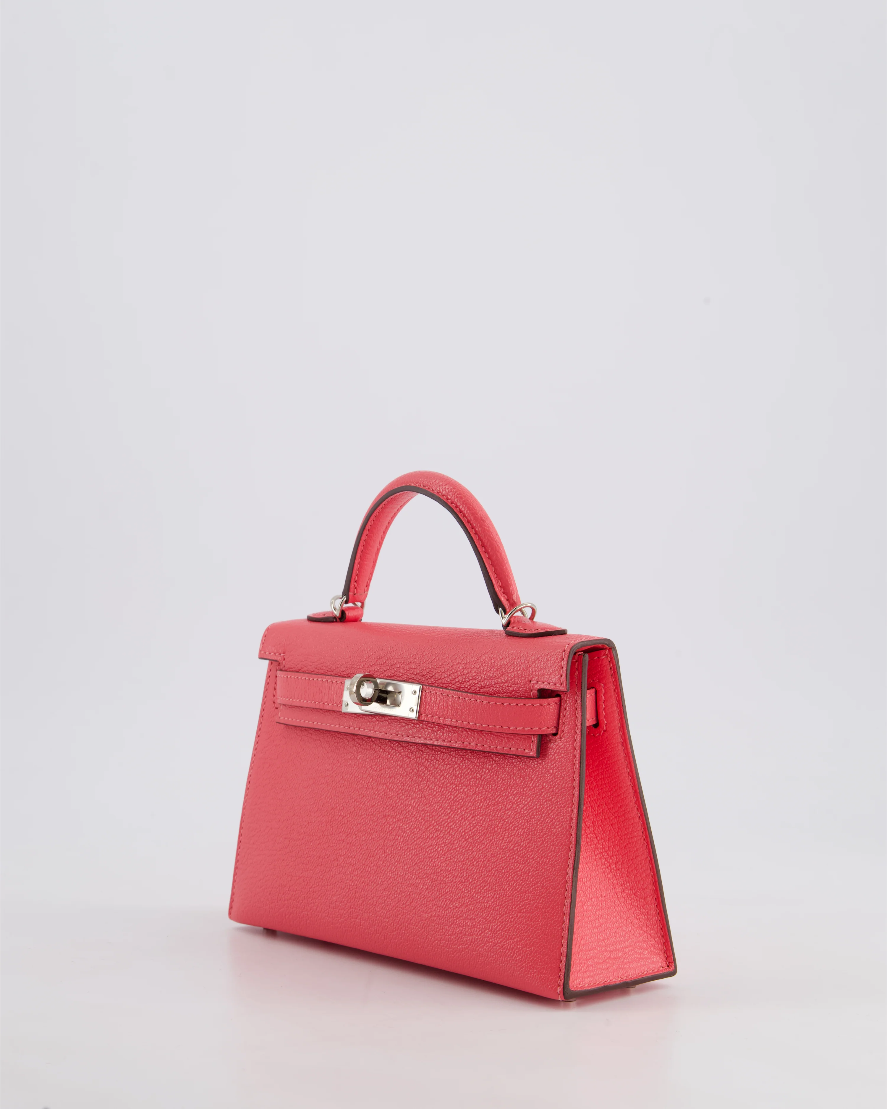 *HOT* Hermès Mini Kelly II 20 Bag in Rose Lipstick Chevre Mysore Leather with Palladium Hardware - Image 10