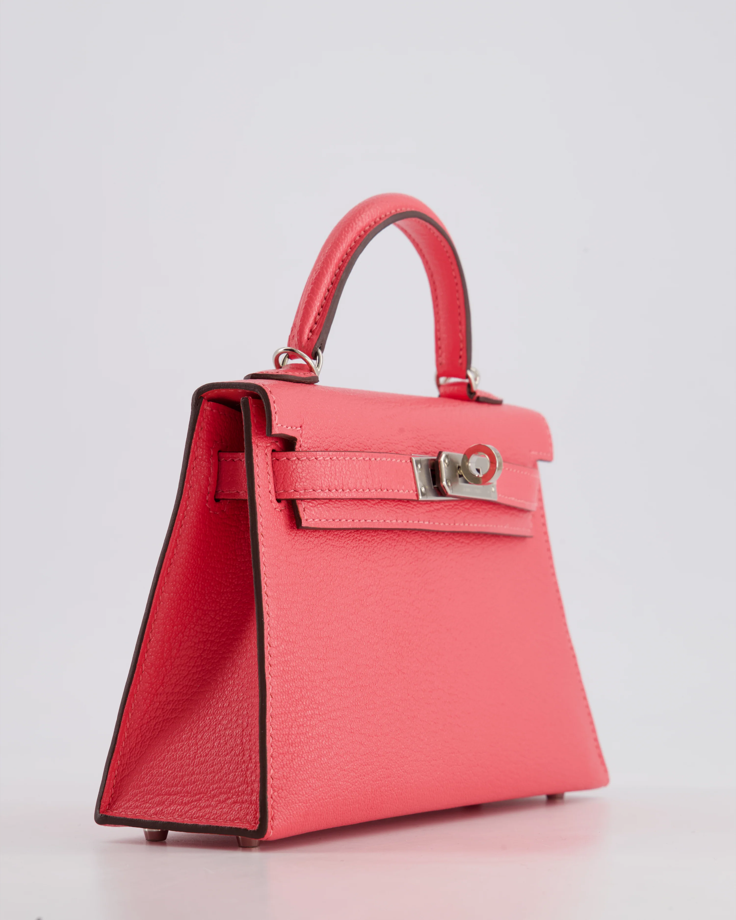*HOT* Hermès Mini Kelly II 20 Bag in Rose Lipstick Chevre Mysore Leather with Palladium Hardware - Image 11