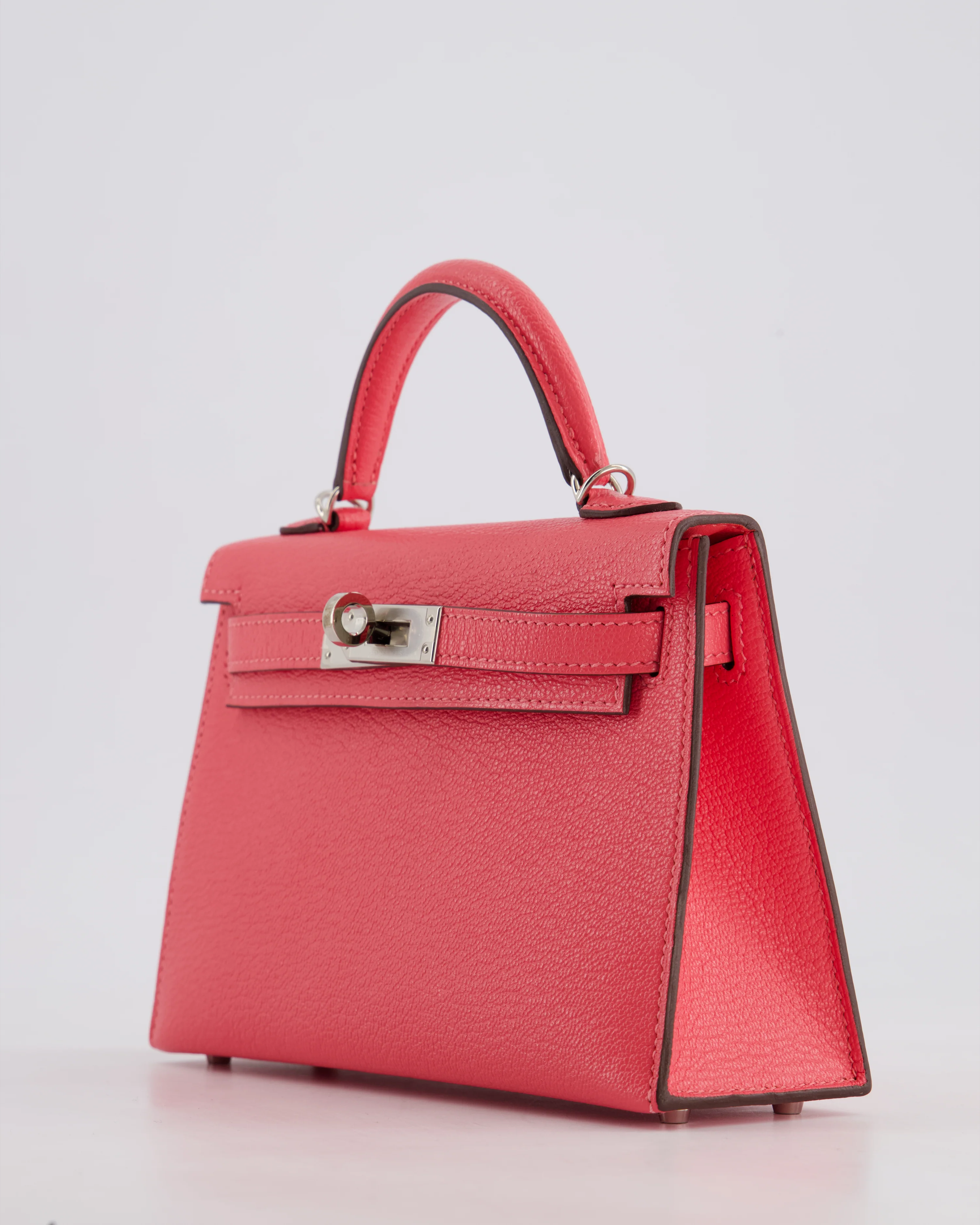 *HOT* Hermès Mini Kelly II 20 Bag in Rose Lipstick Chevre Mysore Leather with Palladium Hardware - Image 12