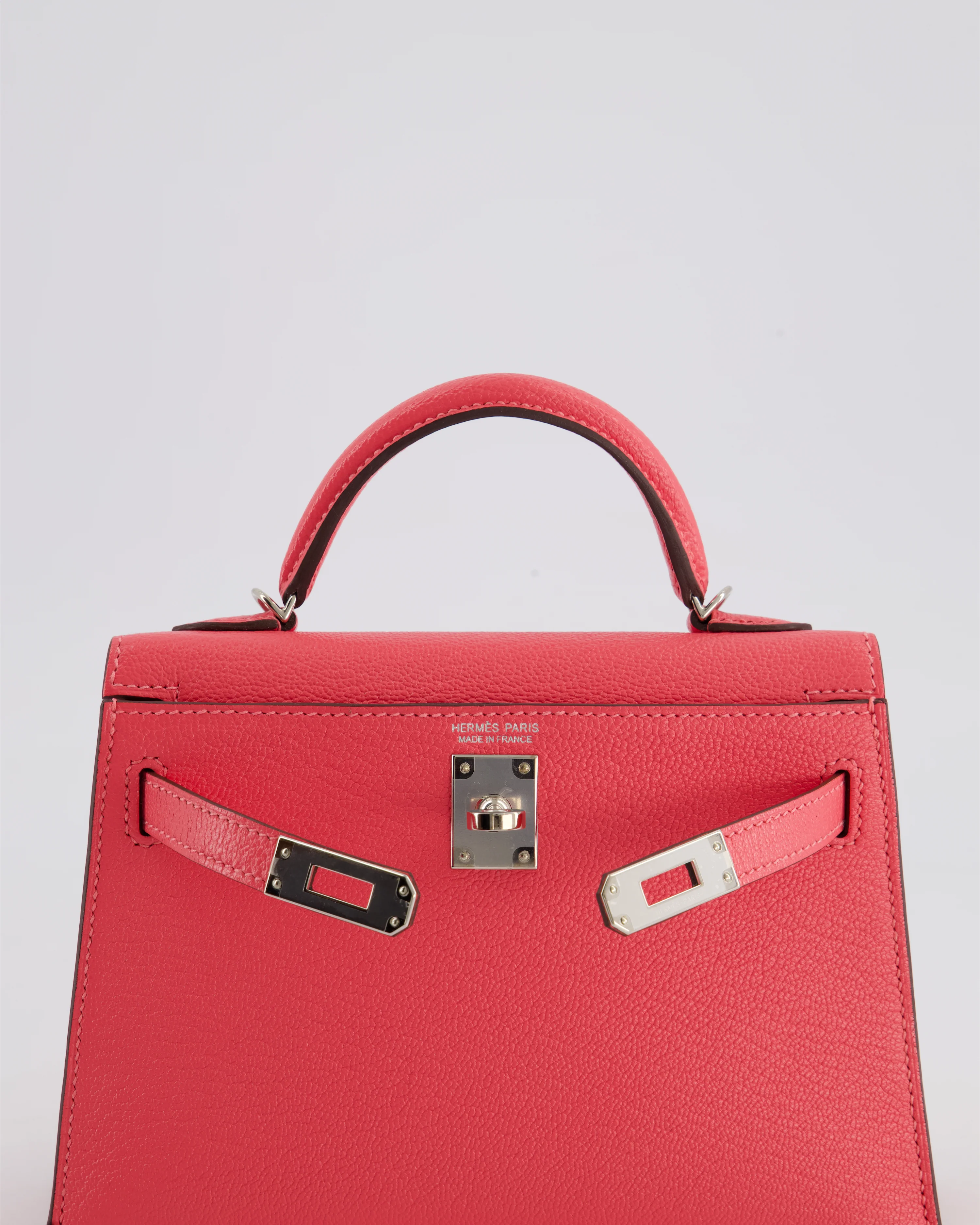 *HOT* Hermès Mini Kelly II 20 Bag in Rose Lipstick Chevre Mysore Leather with Palladium Hardware - Image 17