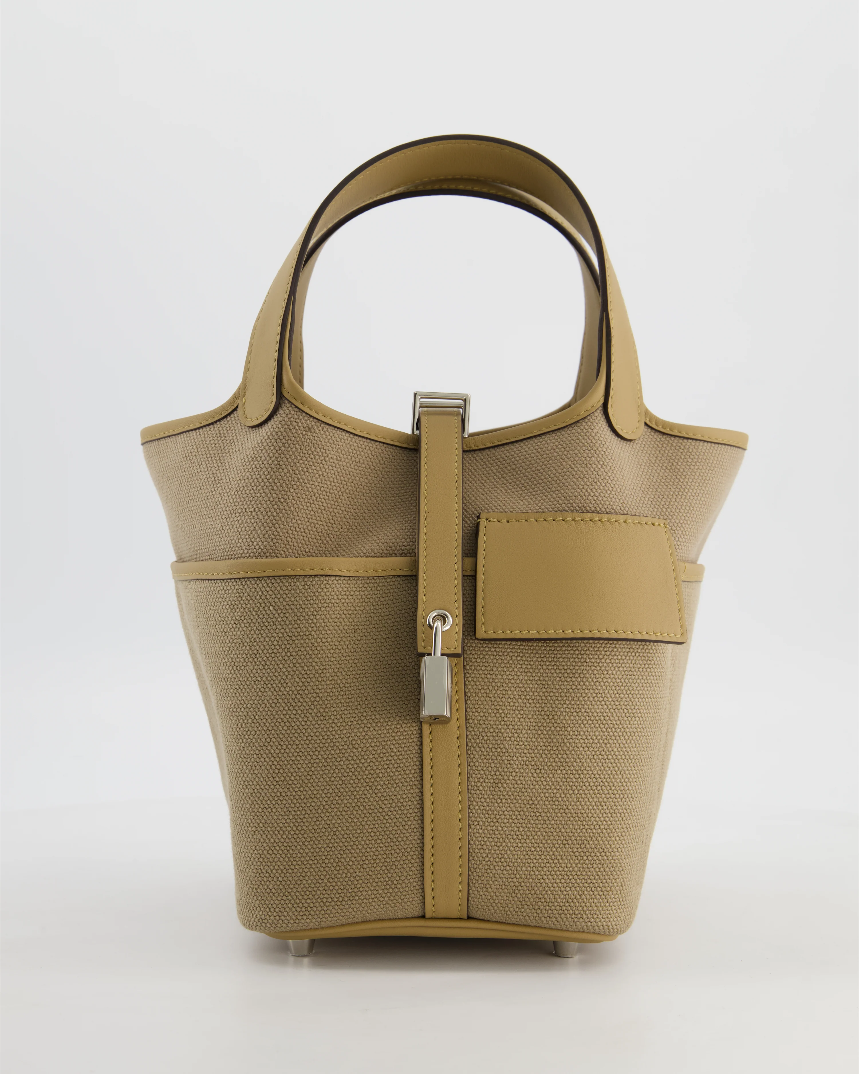 *HOT* Hermès Picotin 18 Lock Pocket Cargo Bag in Beige Marfa Toile Goeland & Poussiere Swift Leather with Palladium Hardware - Image 18