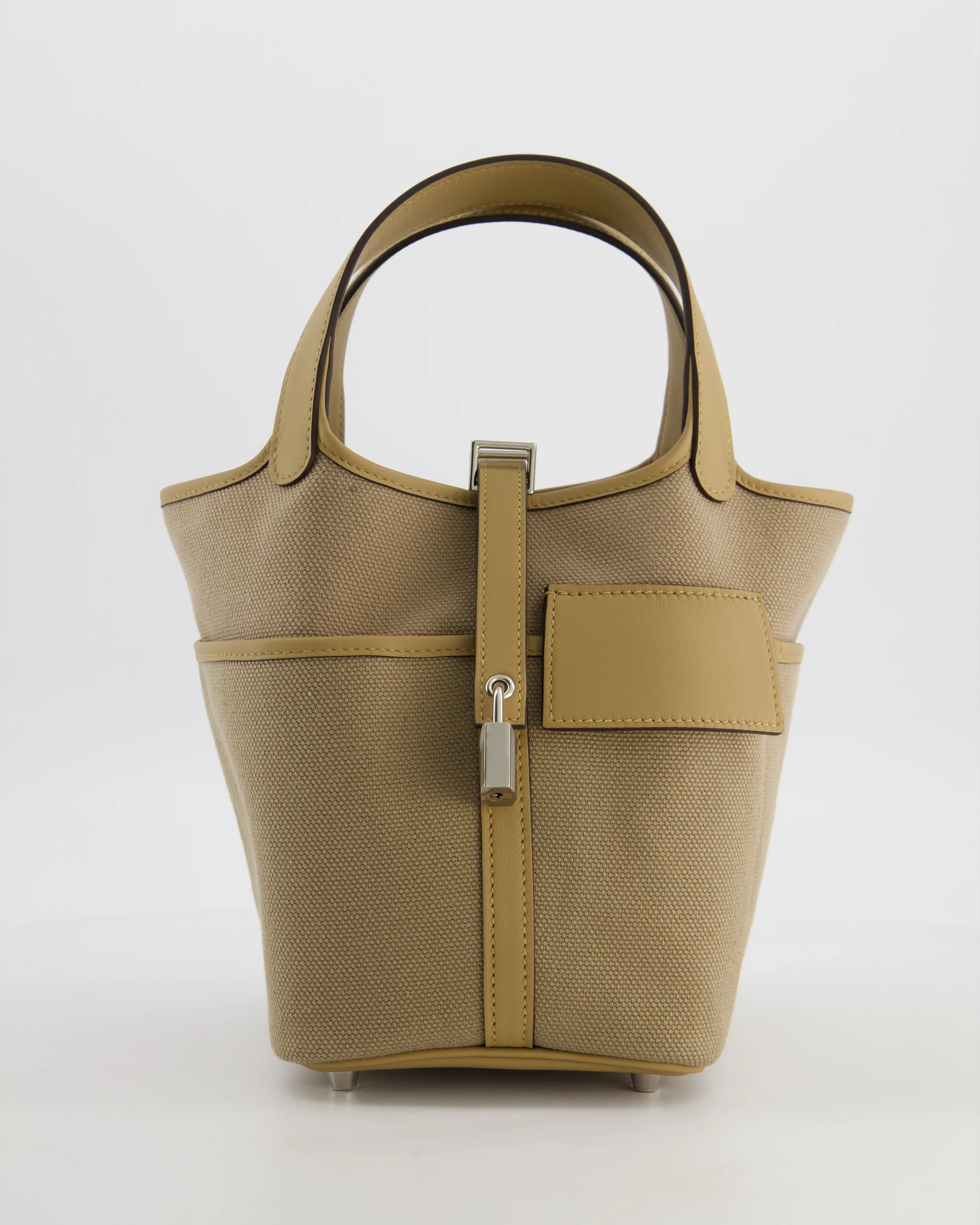 *HOT* Hermès Picotin 18 Lock Pocket Cargo Bag in Beige Marfa Toile Goeland & Poussiere Swift Leather with Palladium Hardware - Image 19