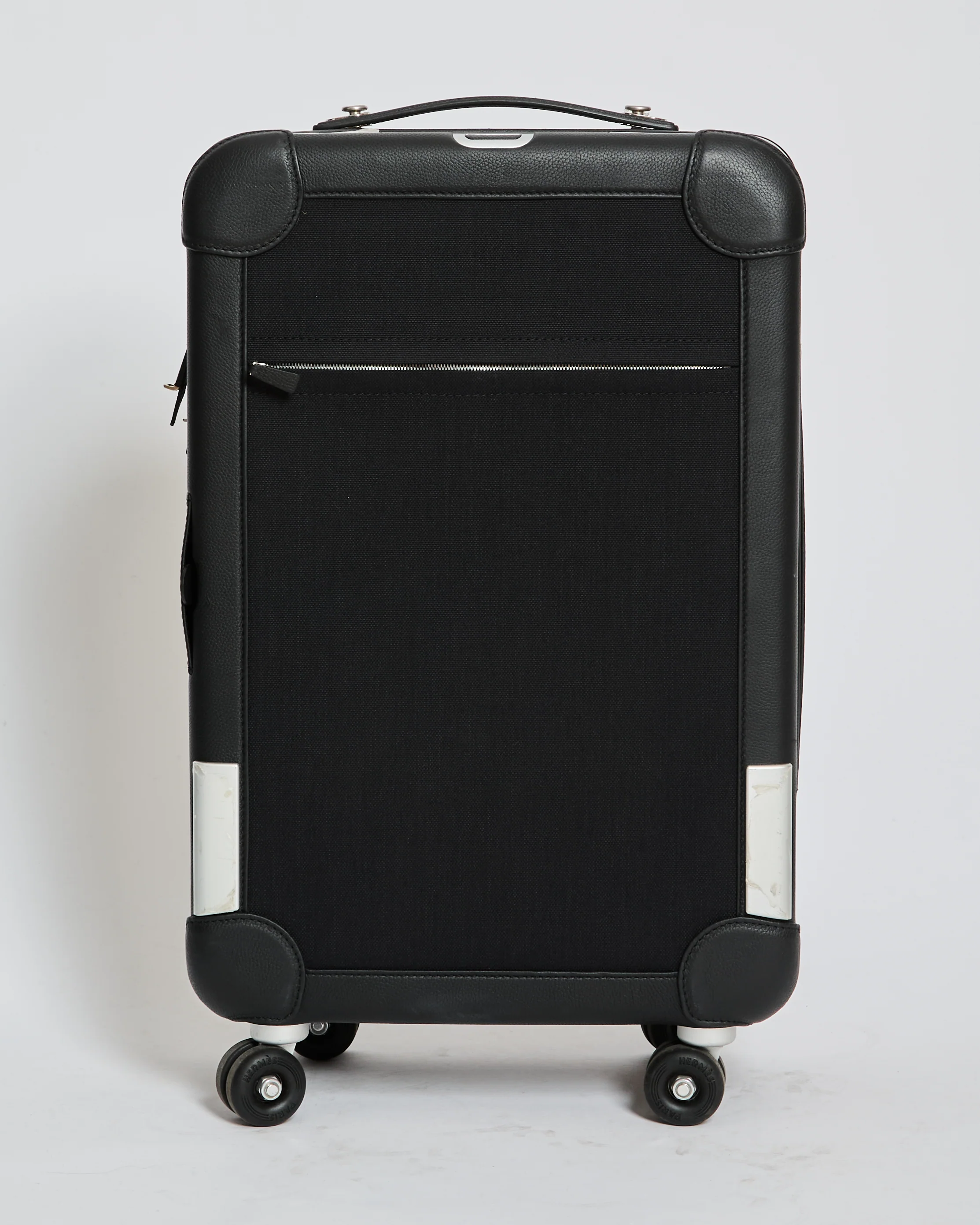 *HOT* Hermès Rolling Mobility Suitcase in Black with Black Clemence Leather Trim and Aluminium Hardware - Image 4