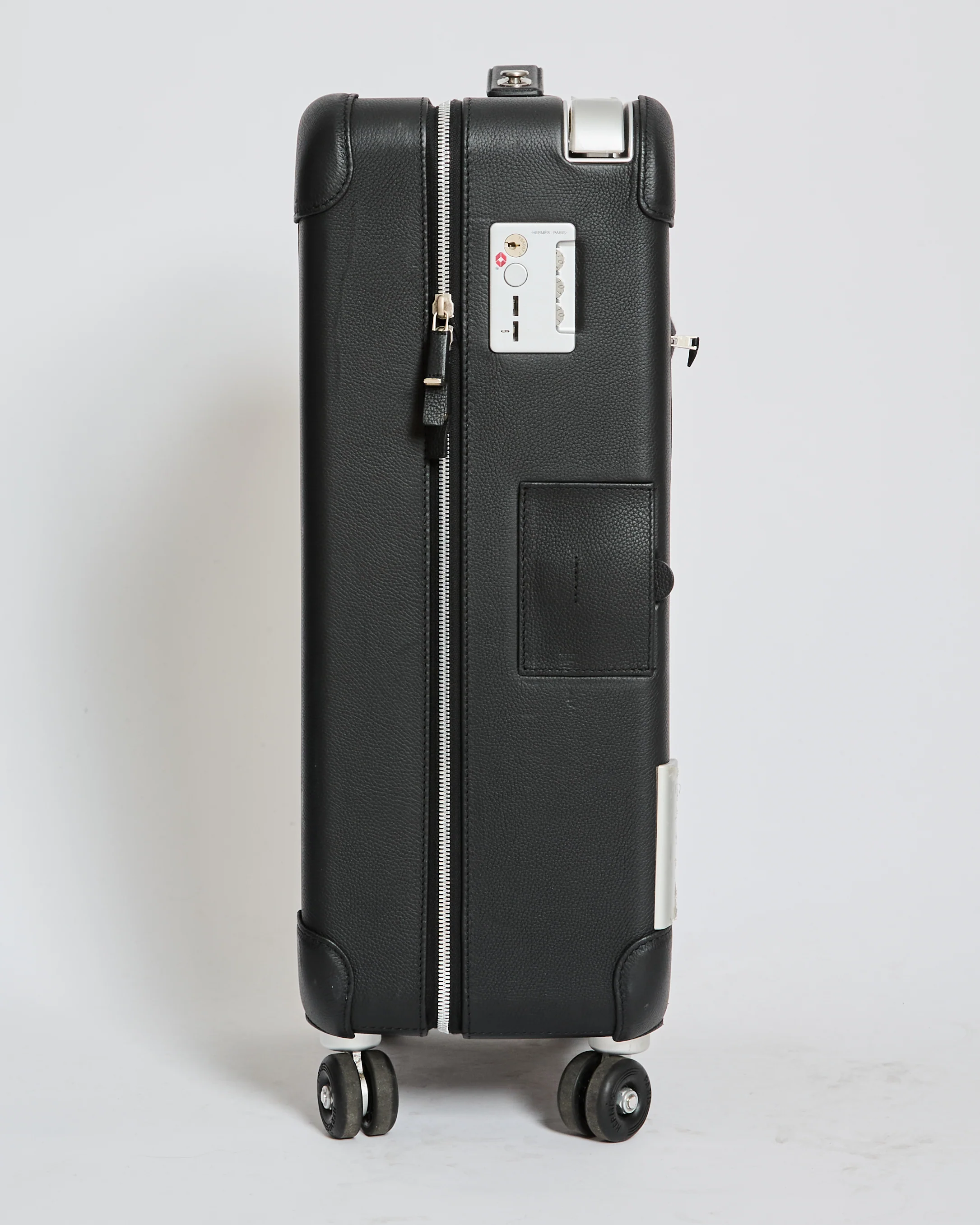 *HOT* Hermès Rolling Mobility Suitcase in Black with Black Clemence Leather Trim and Aluminium Hardware - Image 5