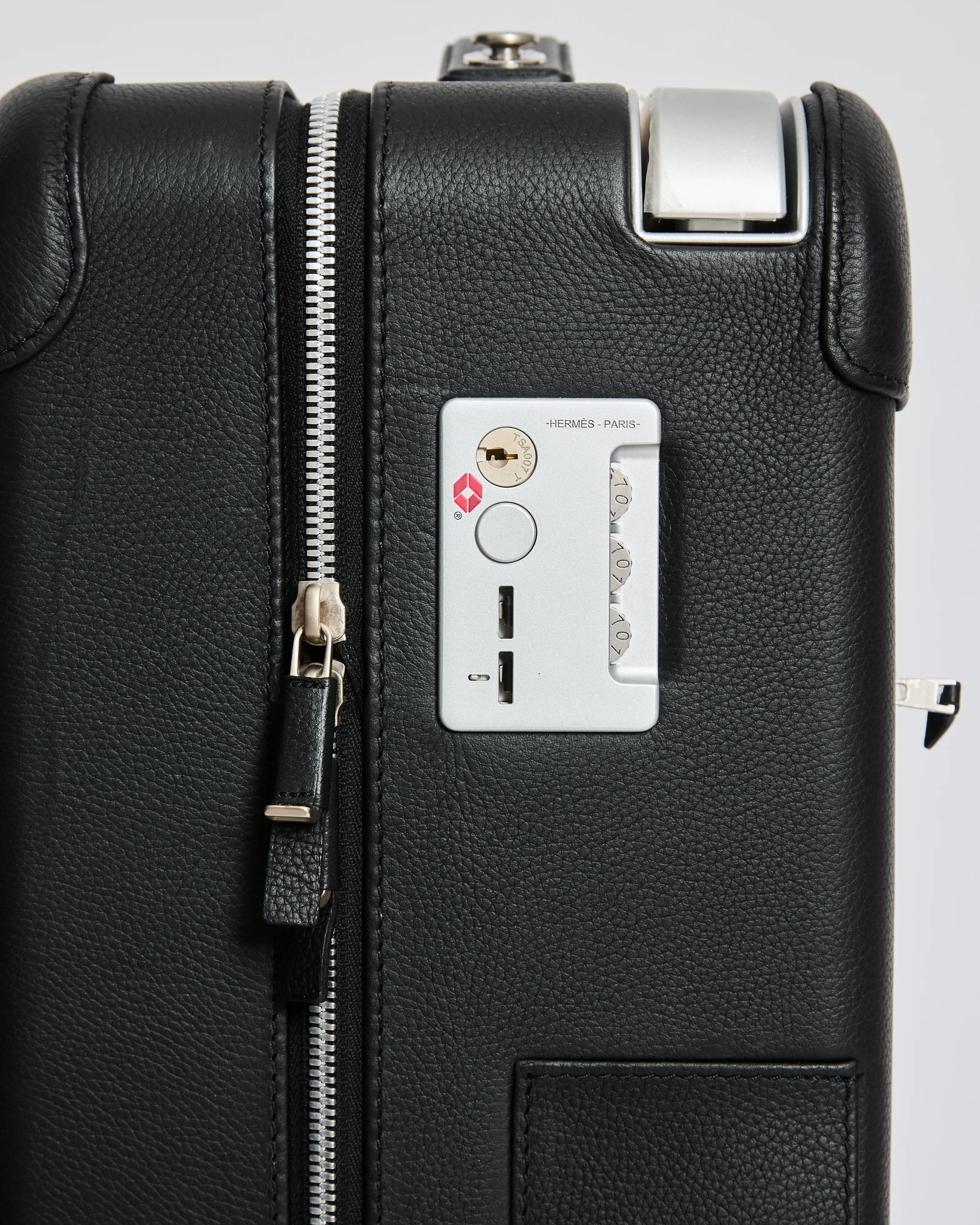 *HOT* Hermès Rolling Mobility Suitcase in Black with Black Clemence Leather Trim and Aluminium Hardware - Image 6