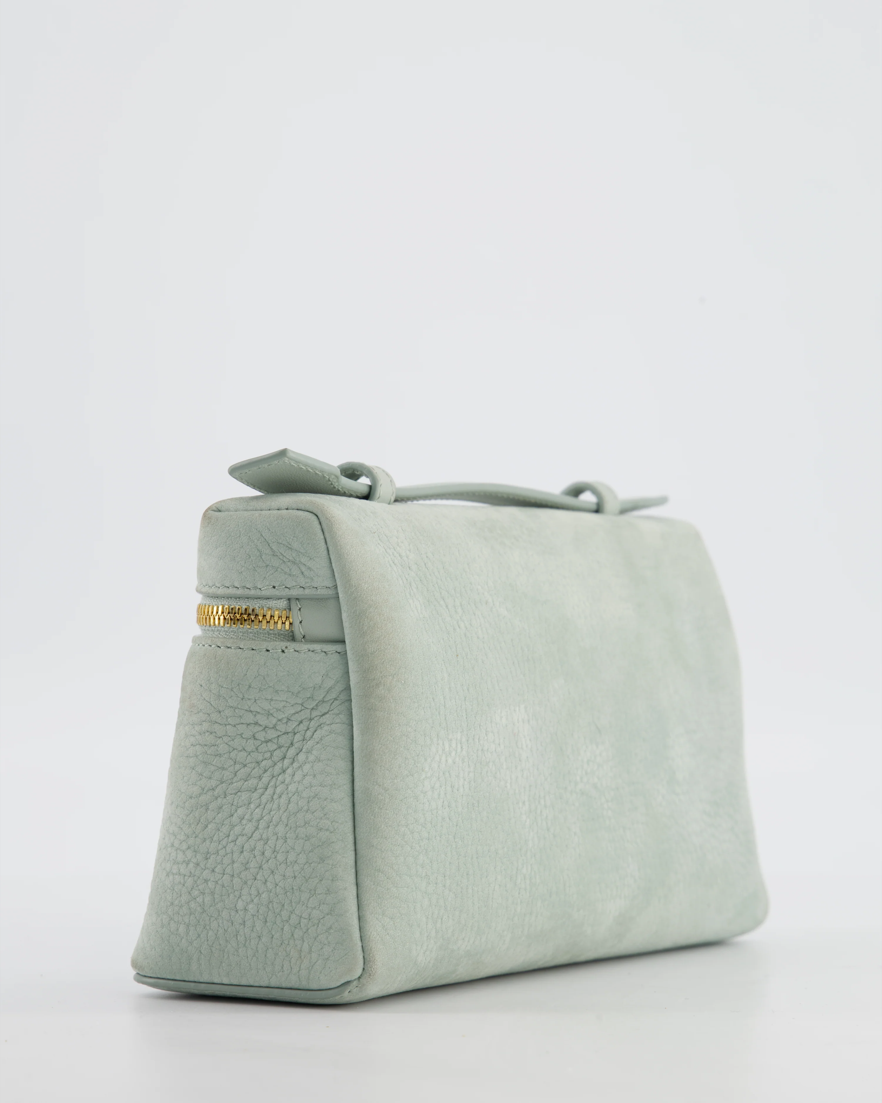 *HOT* Loro Piana Pale Blue Nubuck Leather L19 Extra Pocket Pouch Bag with Gold Hardware - Image 13