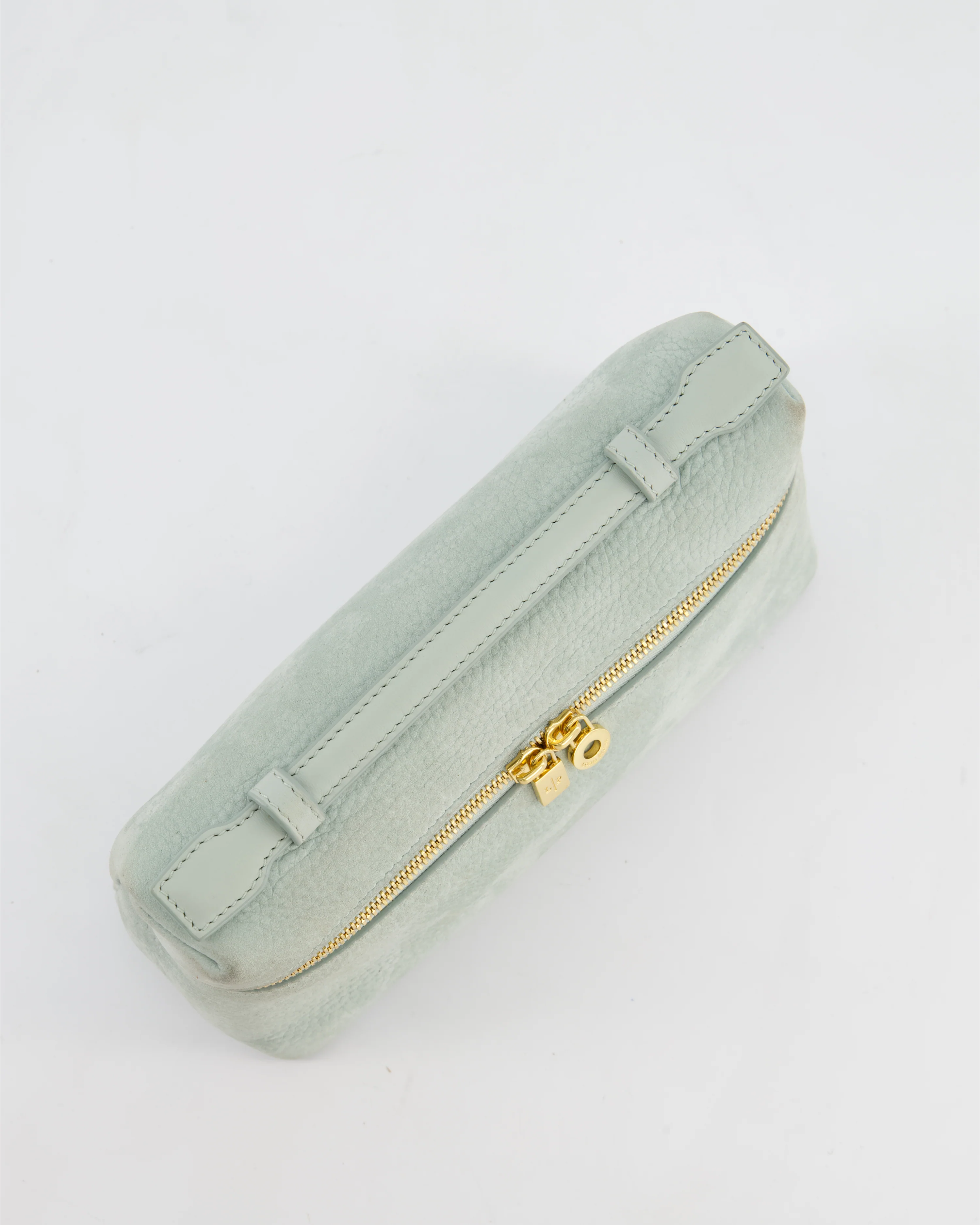 *HOT* Loro Piana Pale Blue Nubuck Leather L19 Extra Pocket Pouch Bag with Gold Hardware - Image 15