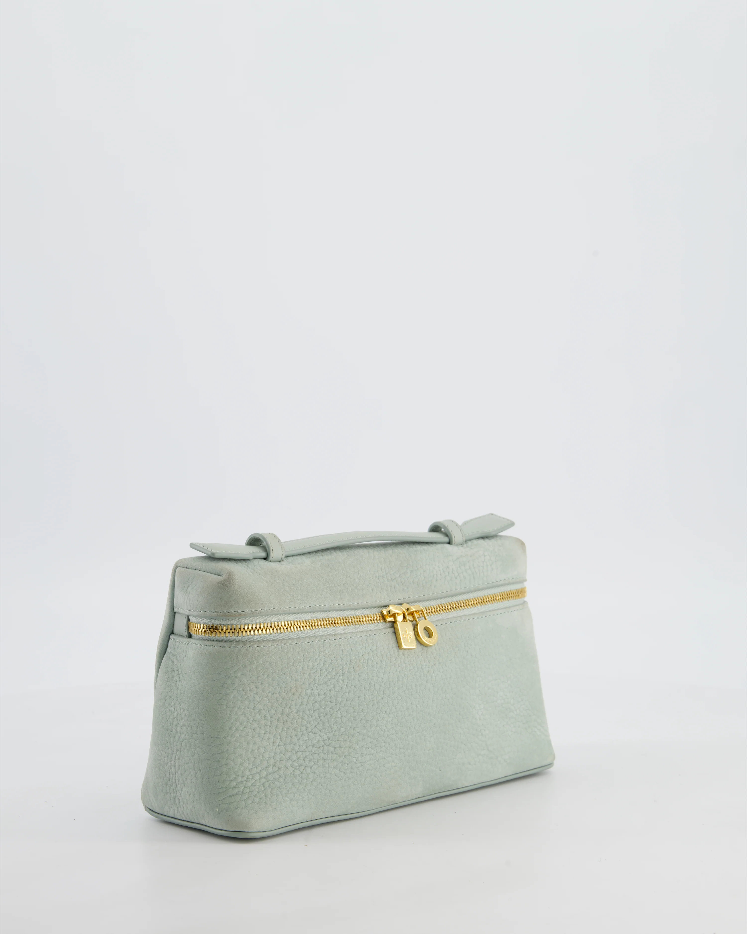 *HOT* Loro Piana Pale Blue Nubuck Leather L19 Extra Pocket Pouch Bag with Gold Hardware - Image 3