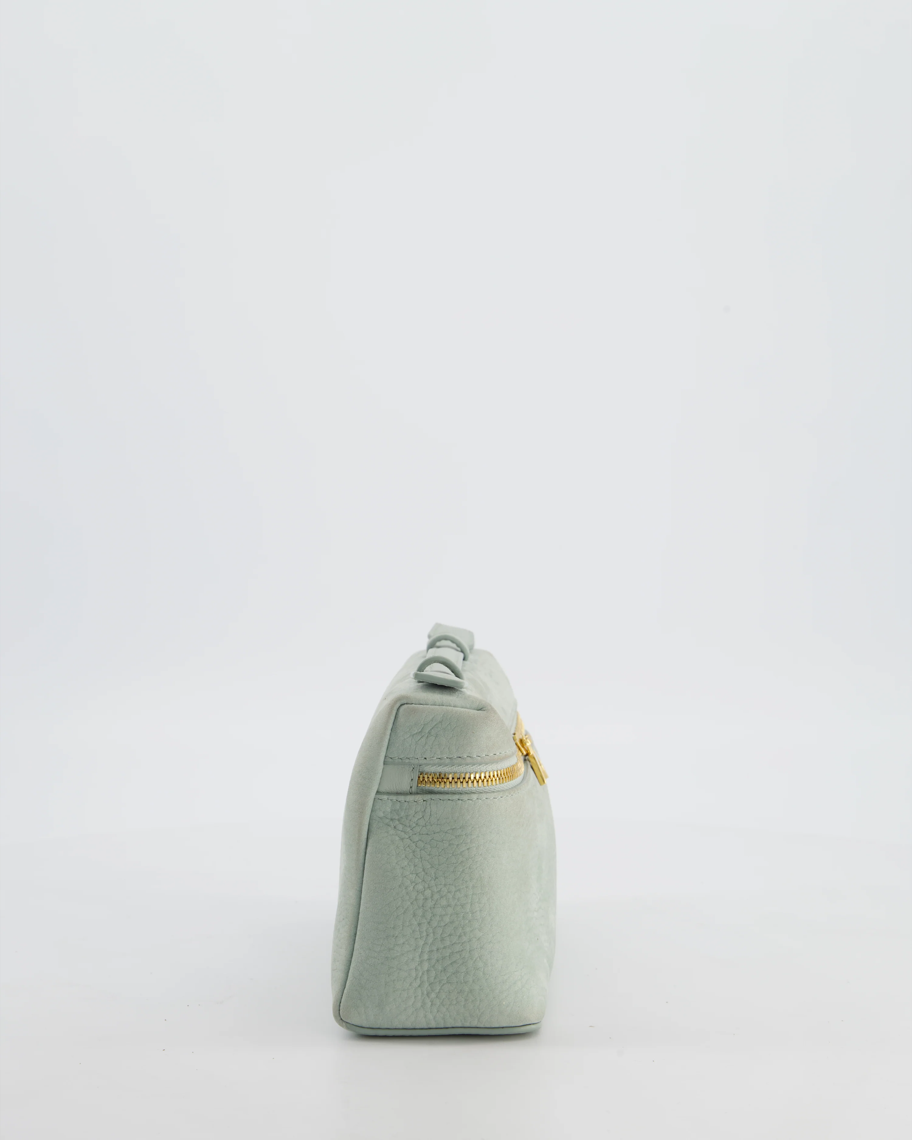 *HOT* Loro Piana Pale Blue Nubuck Leather L19 Extra Pocket Pouch Bag with Gold Hardware - Image 4