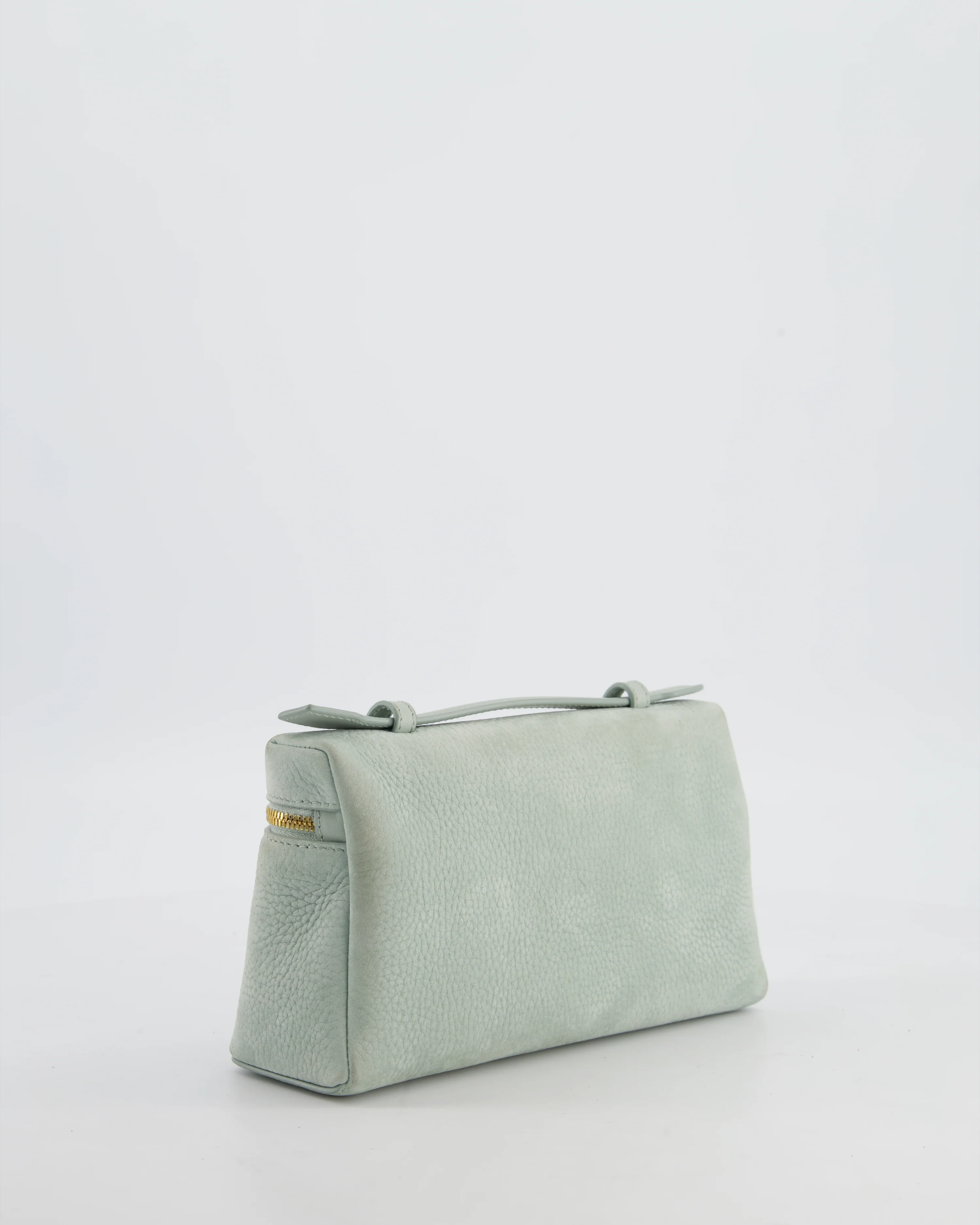 *HOT* Loro Piana Pale Blue Nubuck Leather L19 Extra Pocket Pouch Bag with Gold Hardware - Image 7