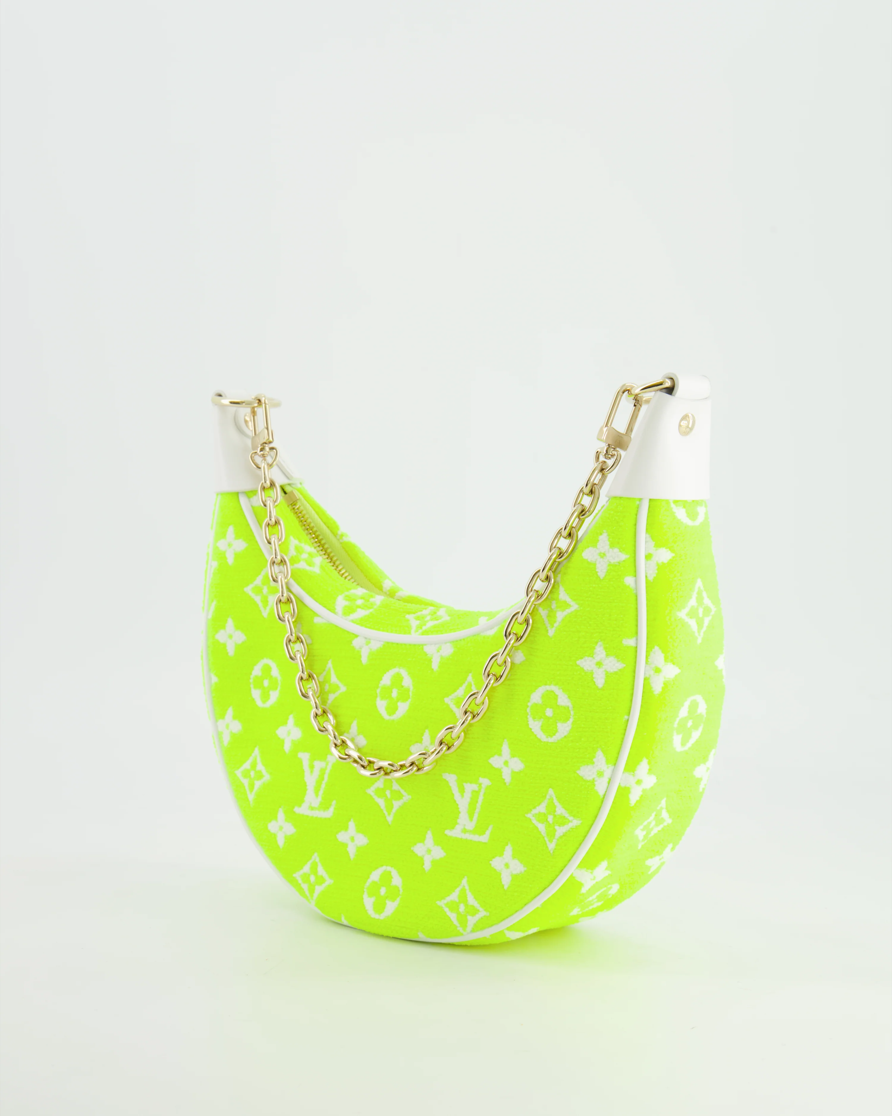 *HOT* Louis Vuitton Neon Yellow Jacquard  Monogram Loop Bag with Champagne Gold Hardware - Image 11
