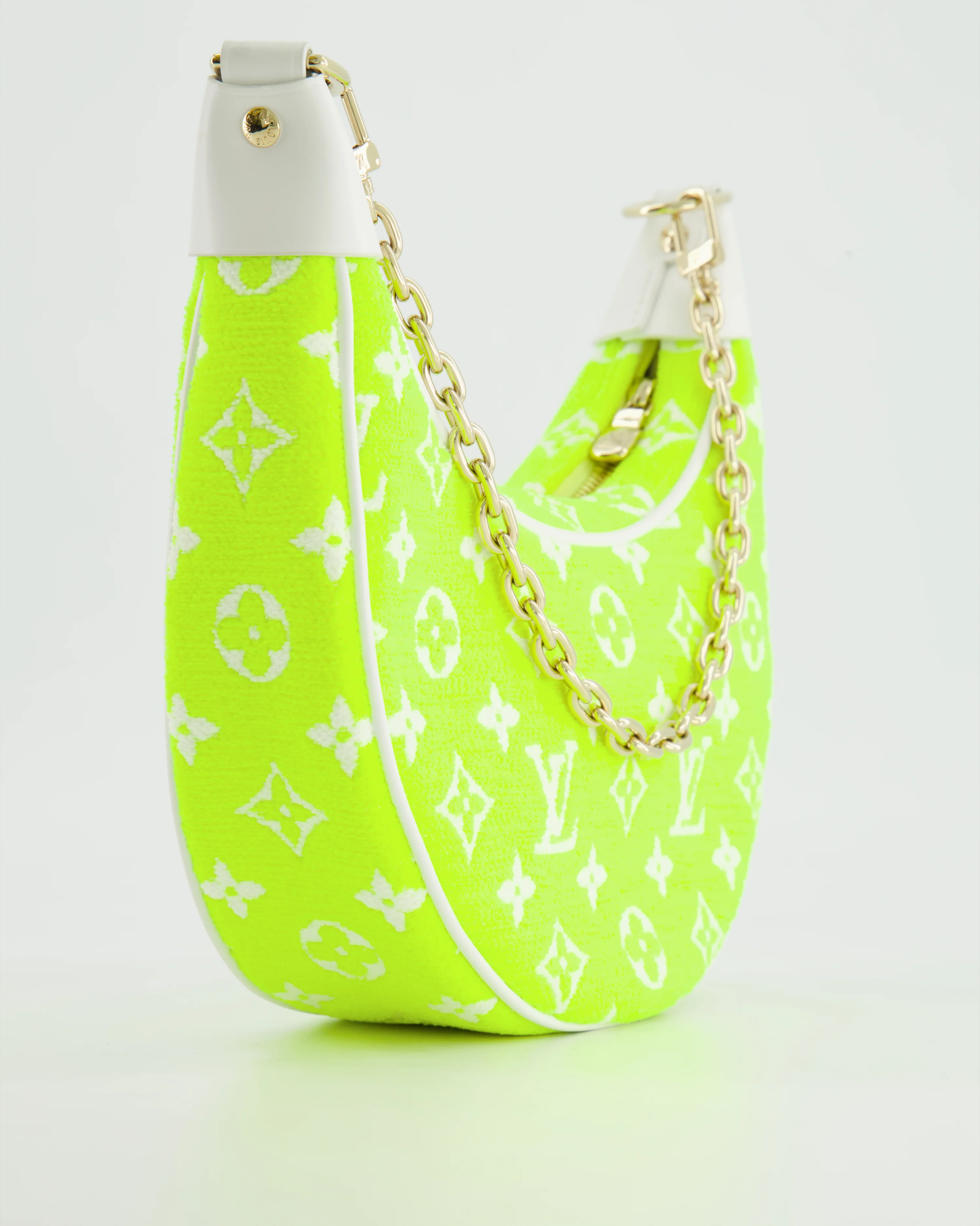 *HOT* Louis Vuitton Neon Yellow Jacquard  Monogram Loop Bag with Champagne Gold Hardware - Image 12