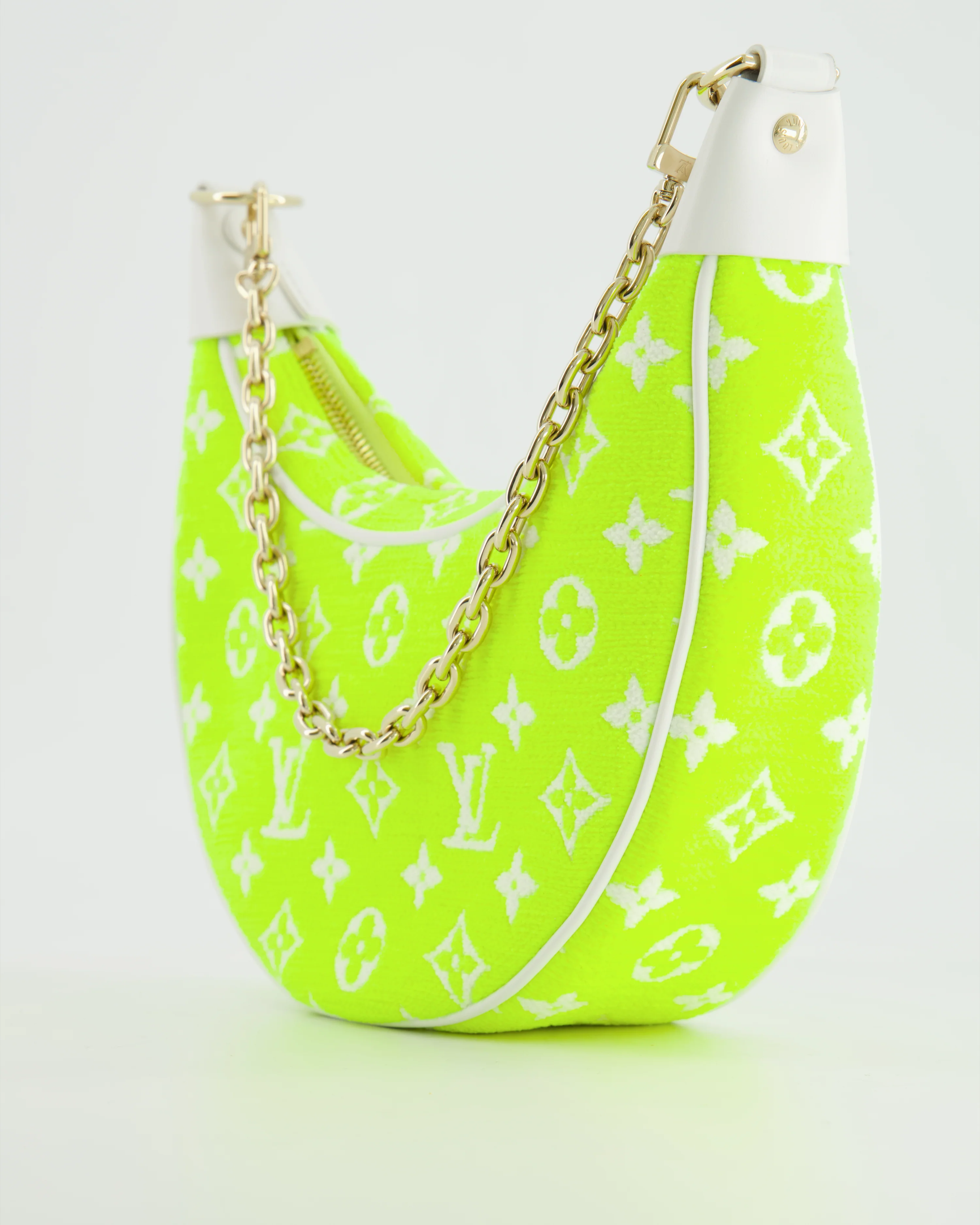 *HOT* Louis Vuitton Neon Yellow Jacquard  Monogram Loop Bag with Champagne Gold Hardware - Image 13