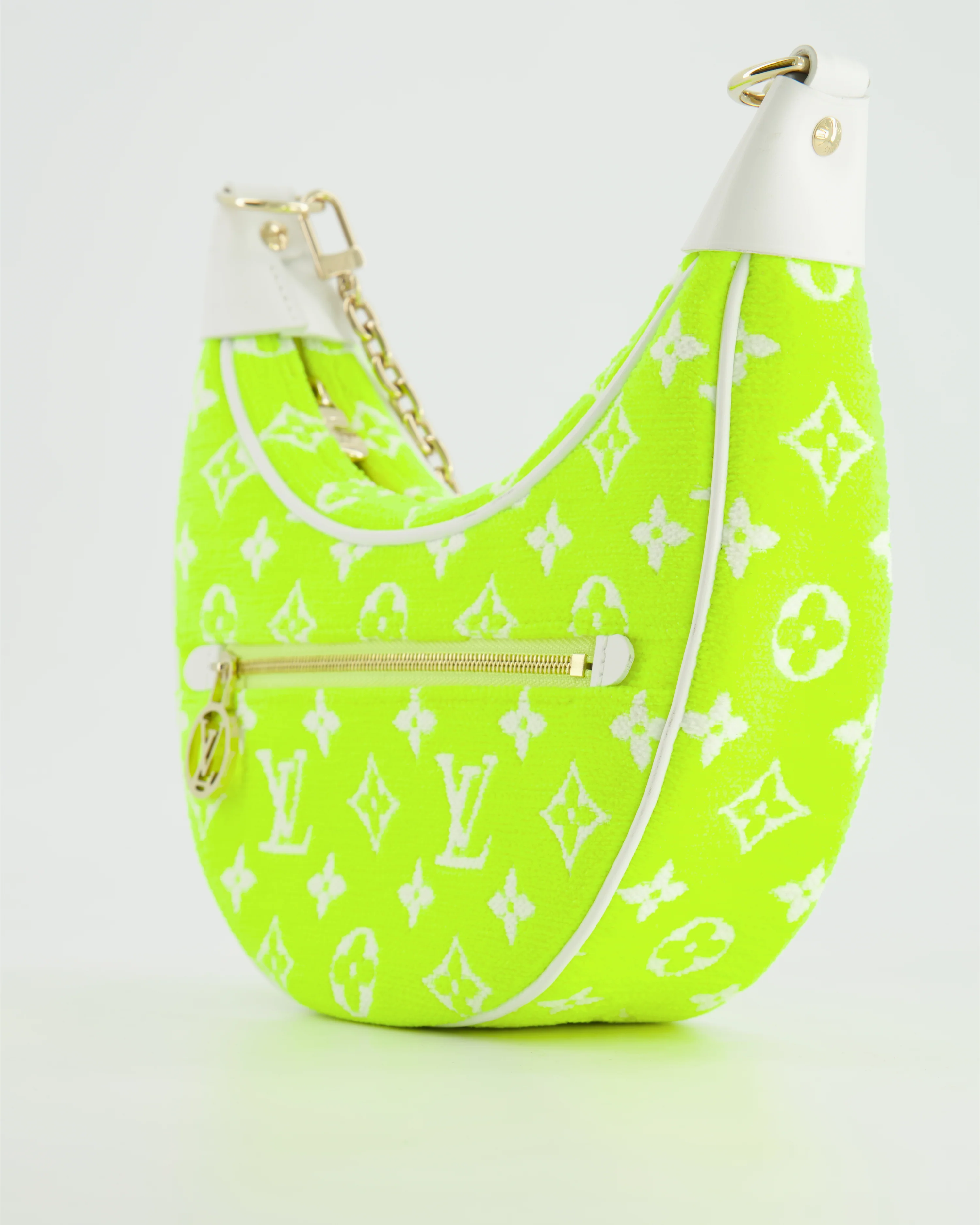 *HOT* Louis Vuitton Neon Yellow Jacquard  Monogram Loop Bag with Champagne Gold Hardware - Image 14