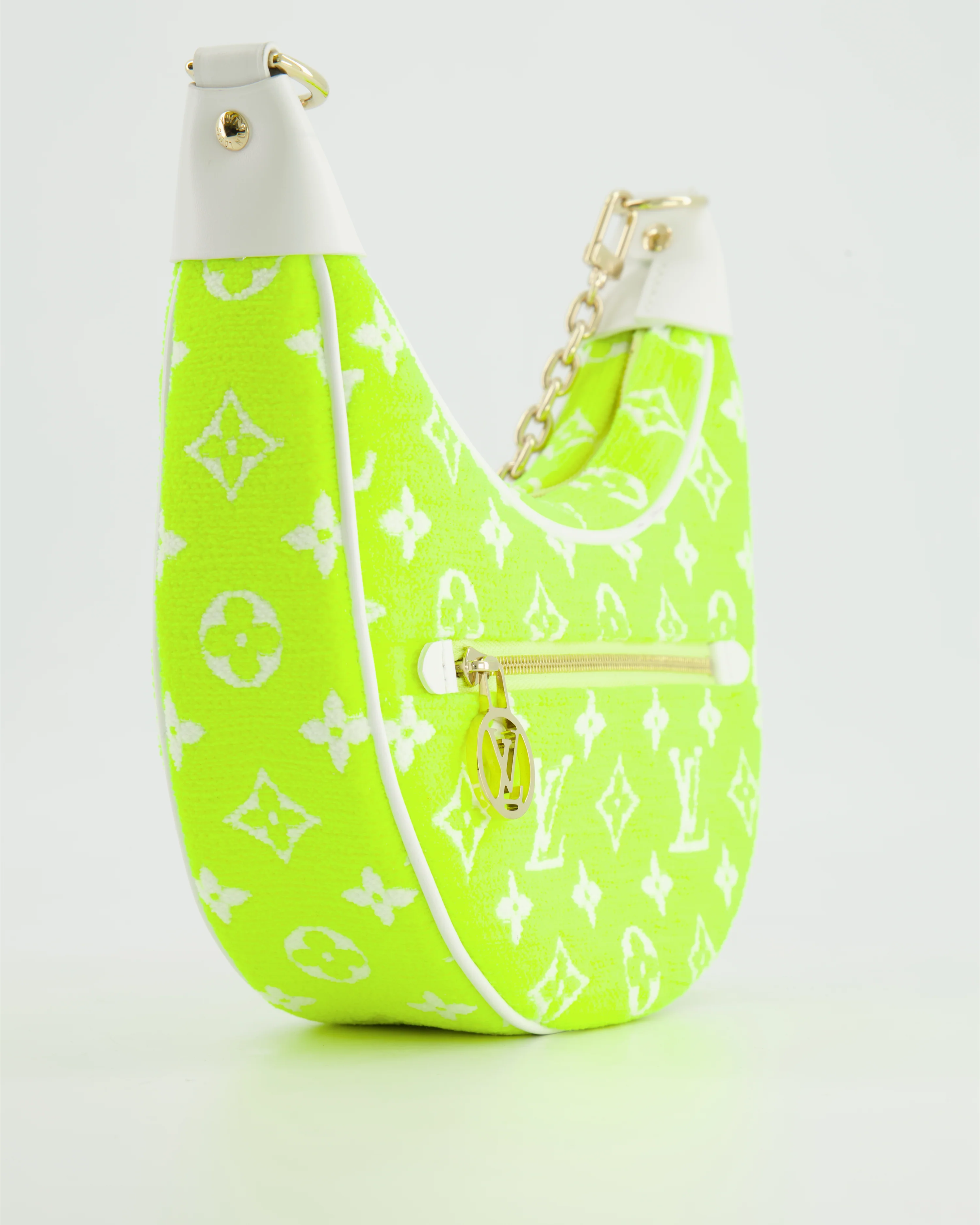*HOT* Louis Vuitton Neon Yellow Jacquard  Monogram Loop Bag with Champagne Gold Hardware - Image 15