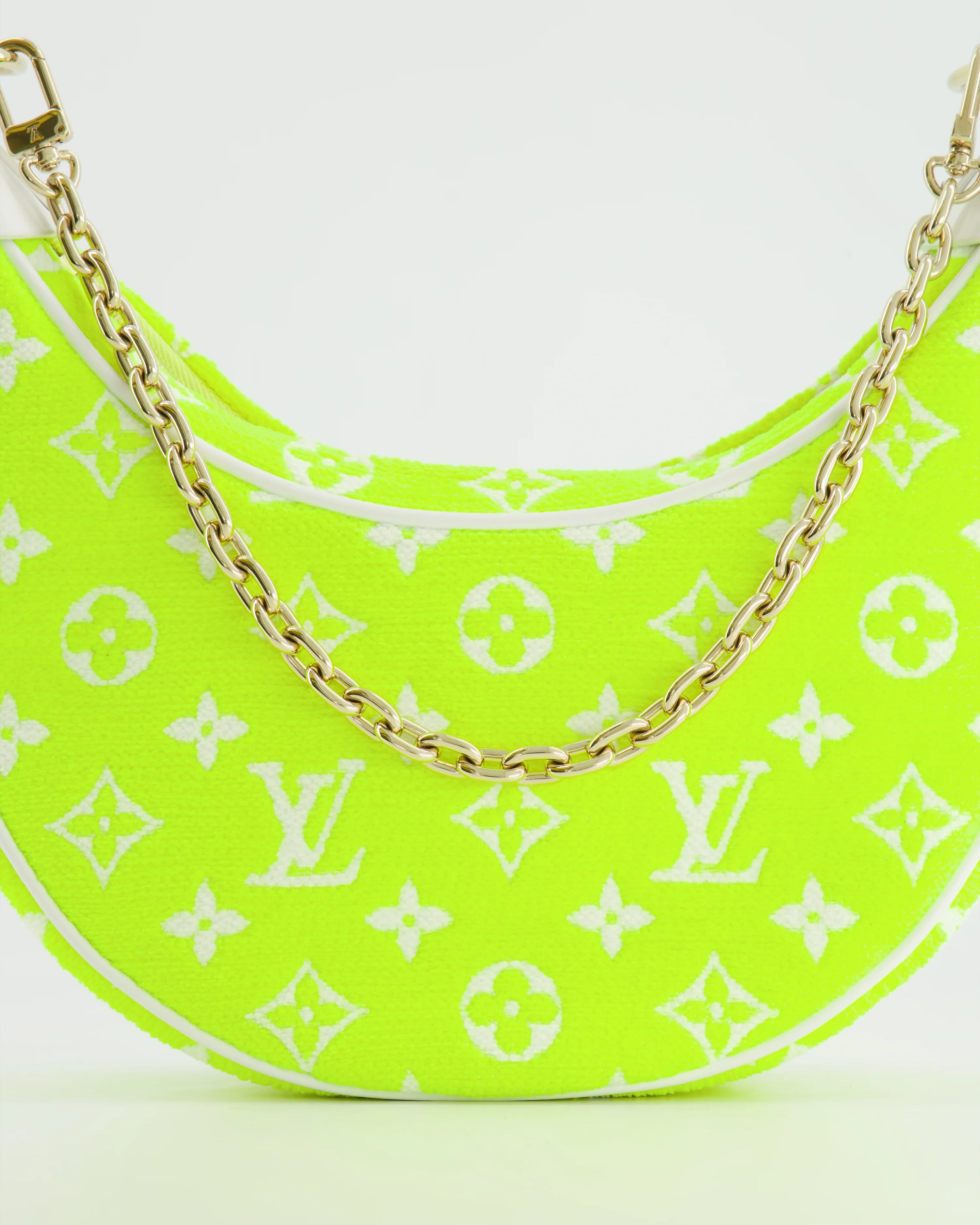 *HOT* Louis Vuitton Neon Yellow Jacquard  Monogram Loop Bag with Champagne Gold Hardware - Image 16