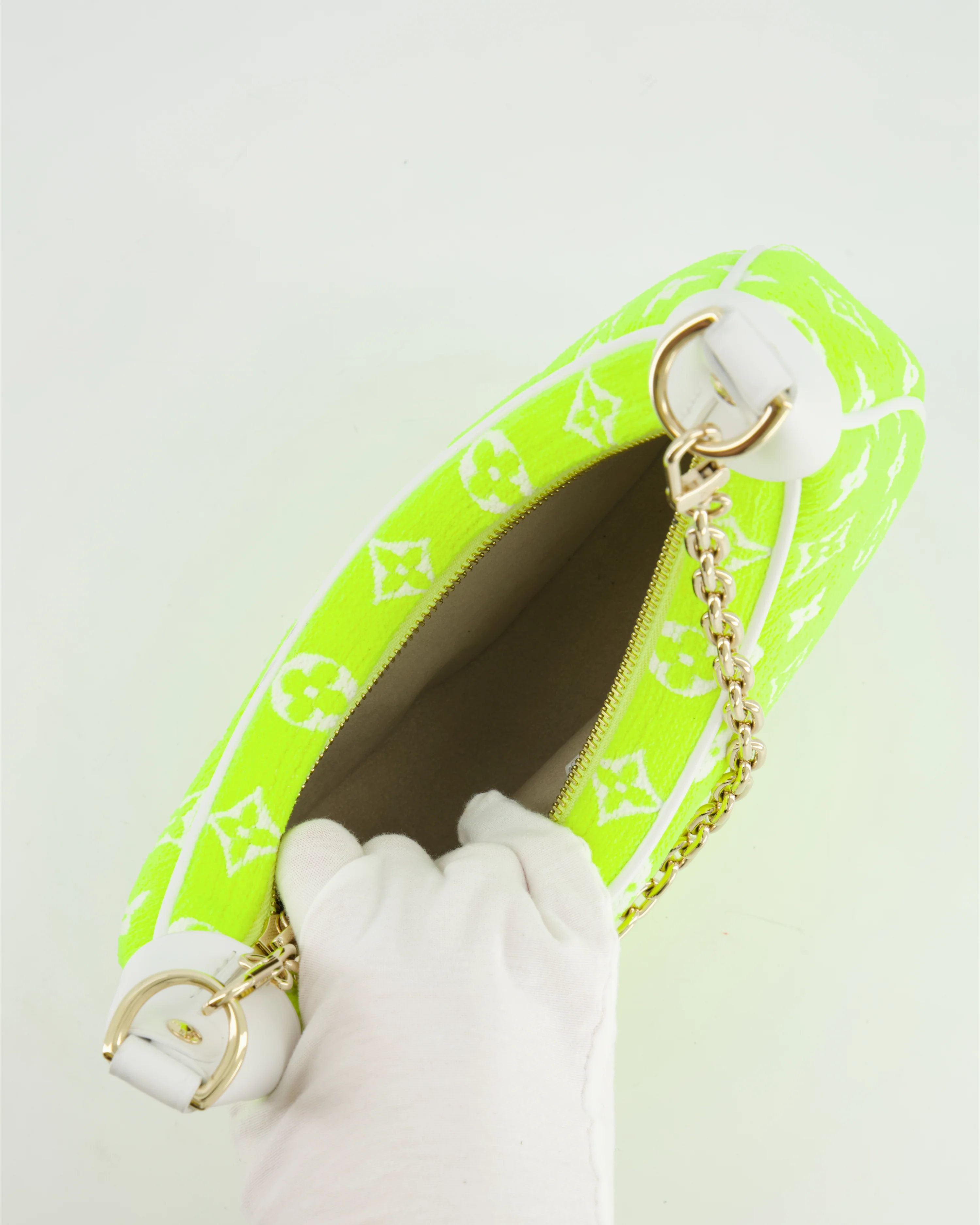 *HOT* Louis Vuitton Neon Yellow Jacquard  Monogram Loop Bag with Champagne Gold Hardware - Image 18