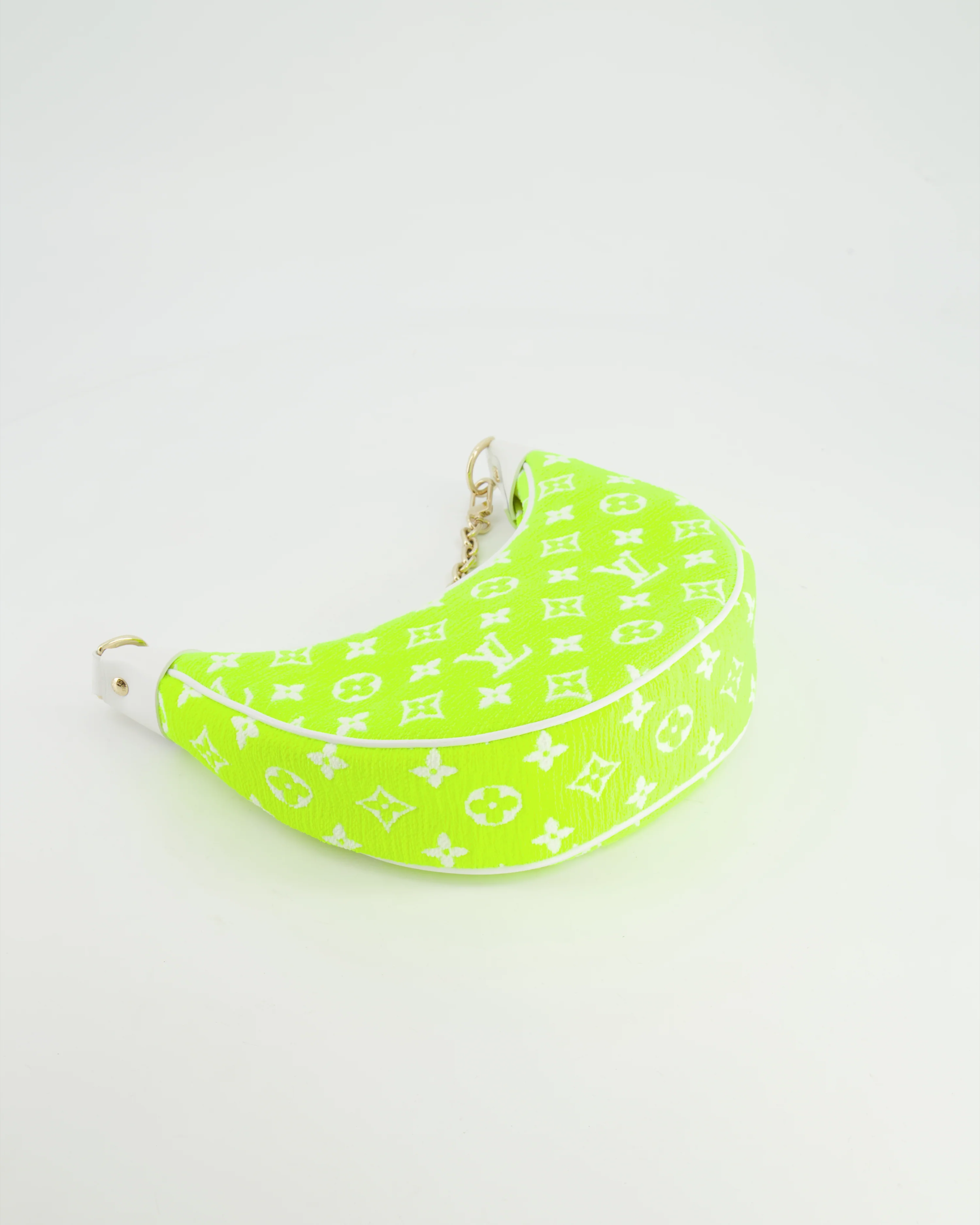 *HOT* Louis Vuitton Neon Yellow Jacquard  Monogram Loop Bag with Champagne Gold Hardware - Image 19