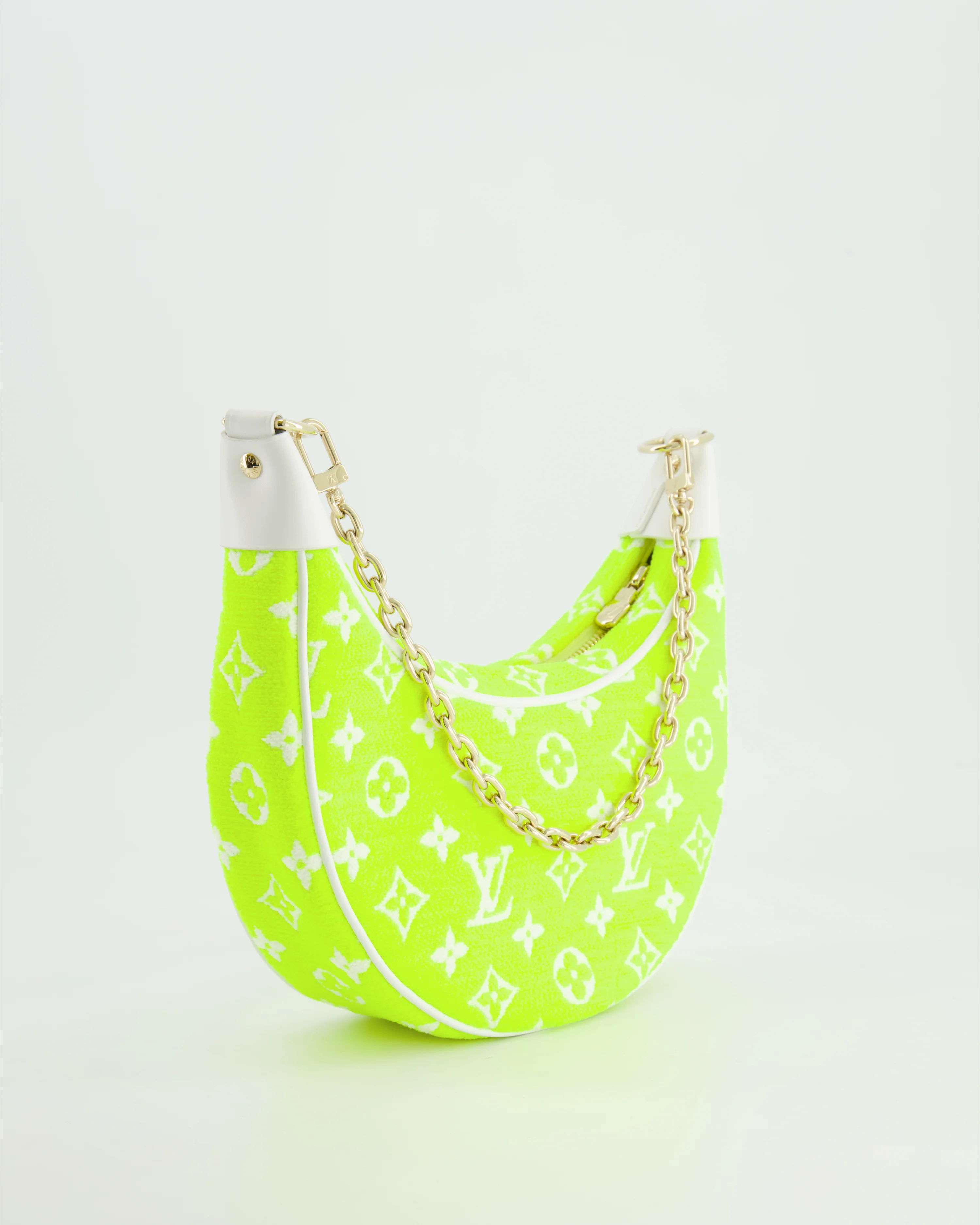 *HOT* Louis Vuitton Neon Yellow Jacquard  Monogram Loop Bag with Champagne Gold Hardware - Image 5