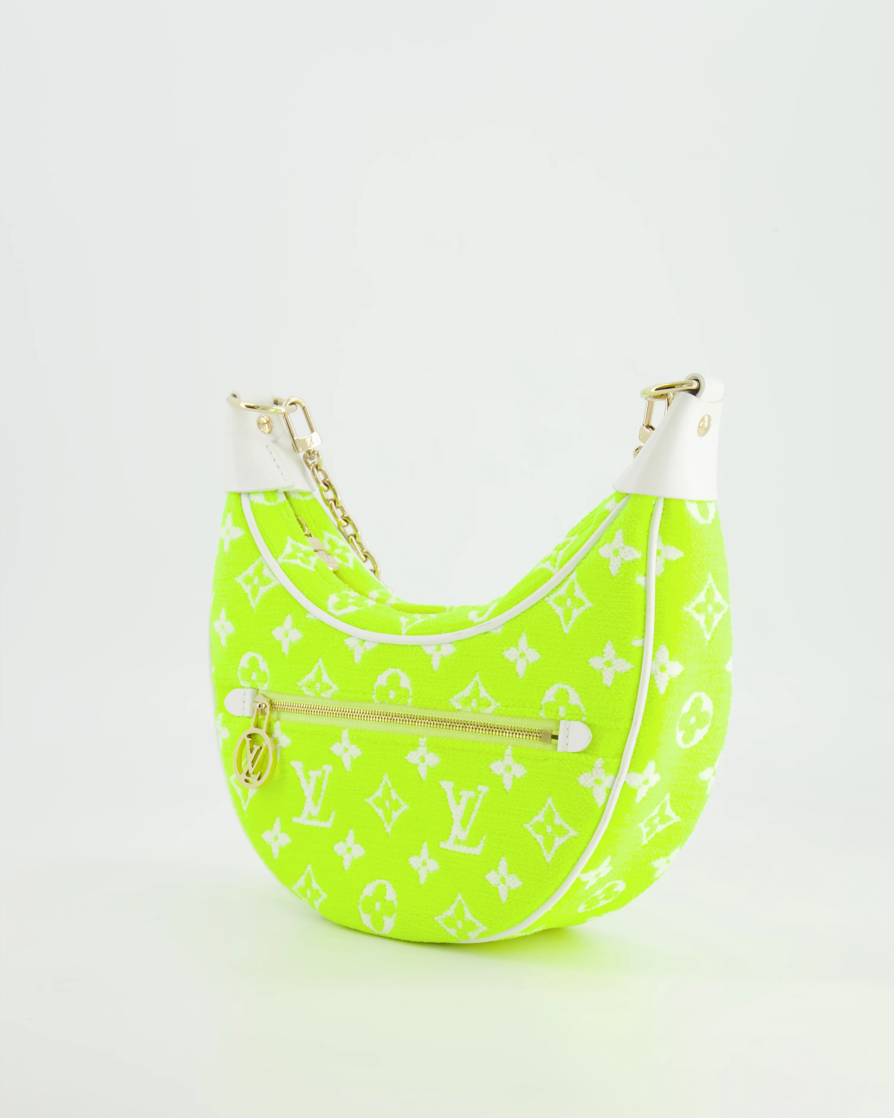 *HOT* Louis Vuitton Neon Yellow Jacquard  Monogram Loop Bag with Champagne Gold Hardware - Image 7