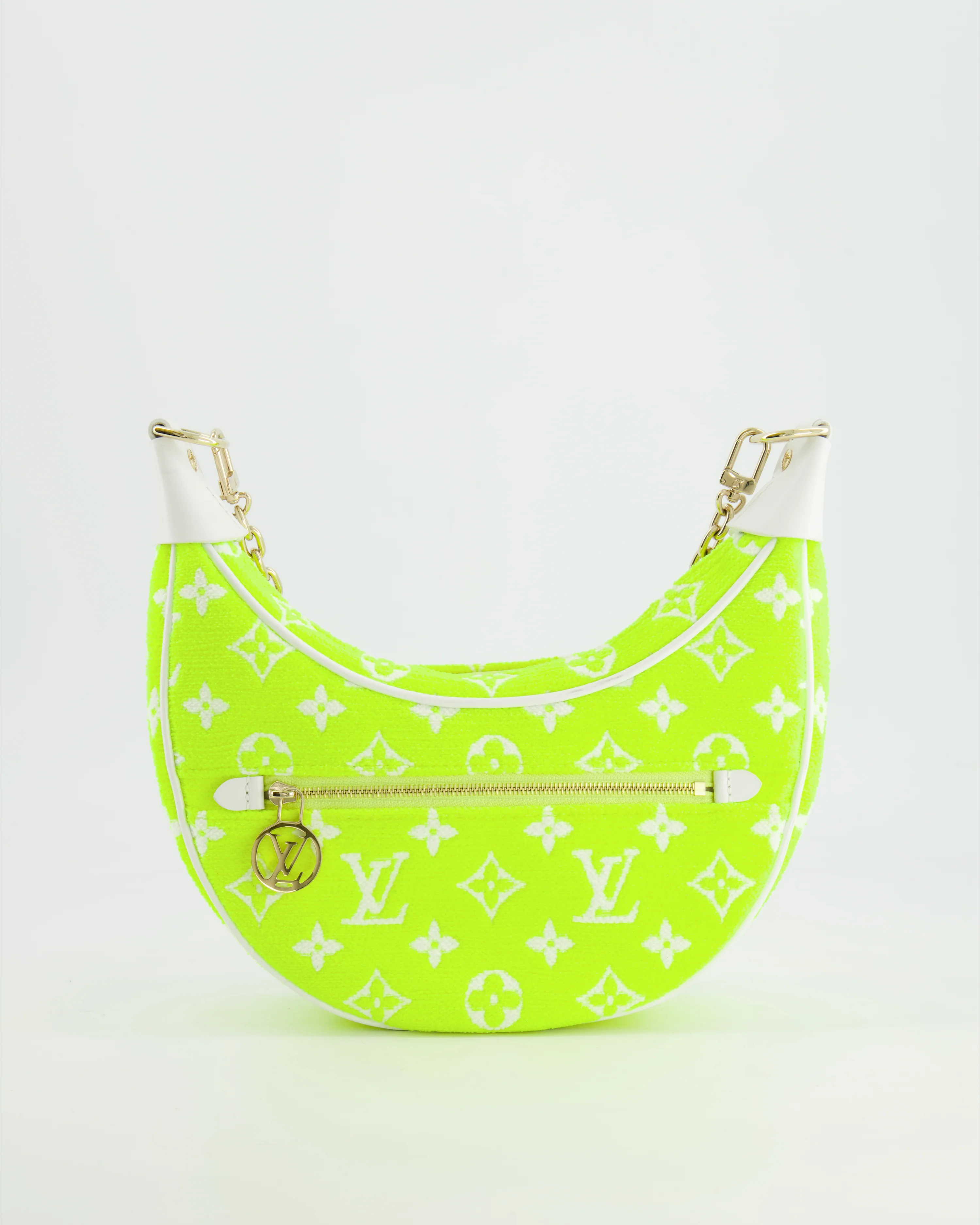 *HOT* Louis Vuitton Neon Yellow Jacquard  Monogram Loop Bag with Champagne Gold Hardware - Image 8