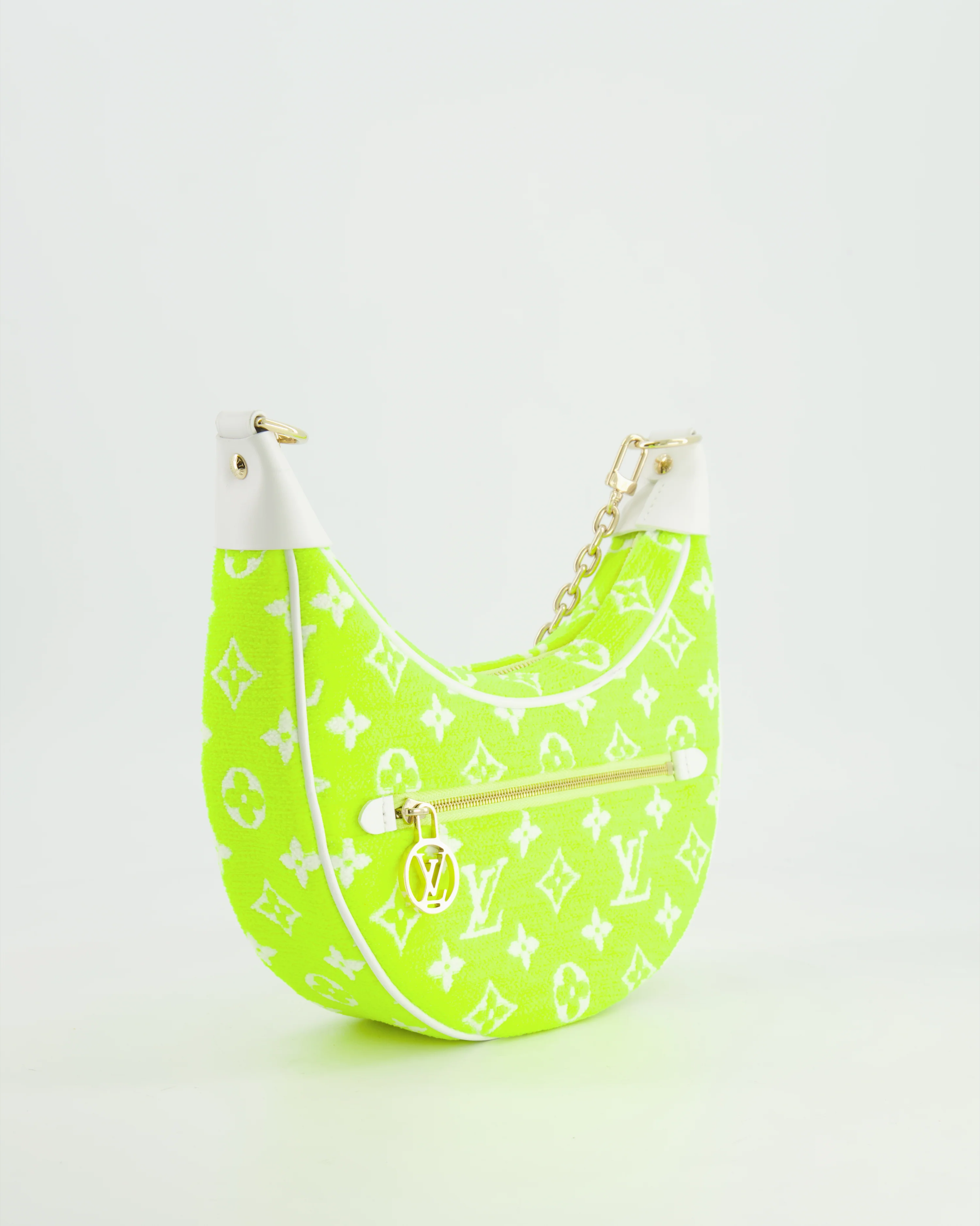 *HOT* Louis Vuitton Neon Yellow Jacquard  Monogram Loop Bag with Champagne Gold Hardware - Image 9