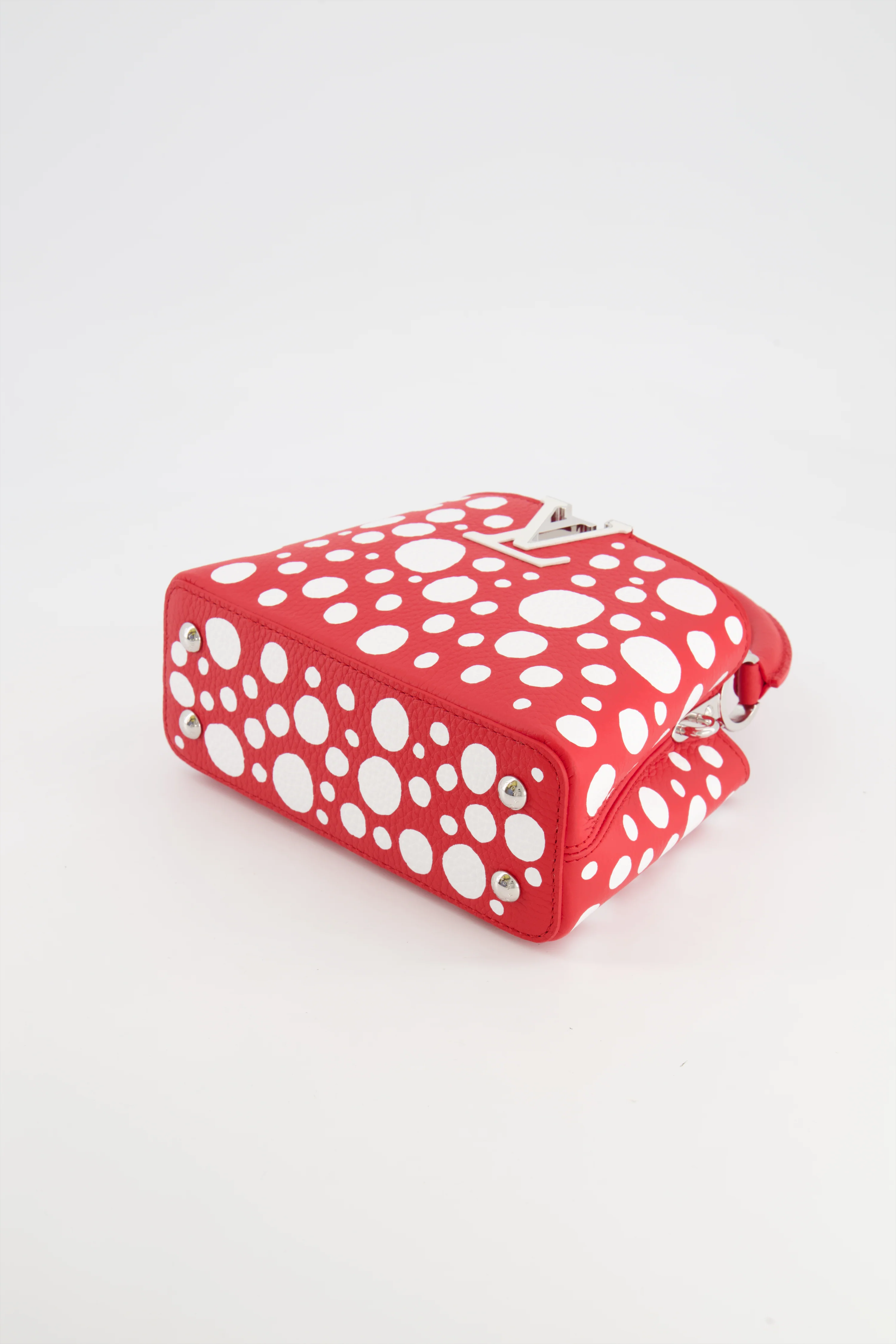 *HOT* Louis Vuitton X Yayoi Kusama Red and White Mini Capucines Bag with Silver Hardware - Image 15