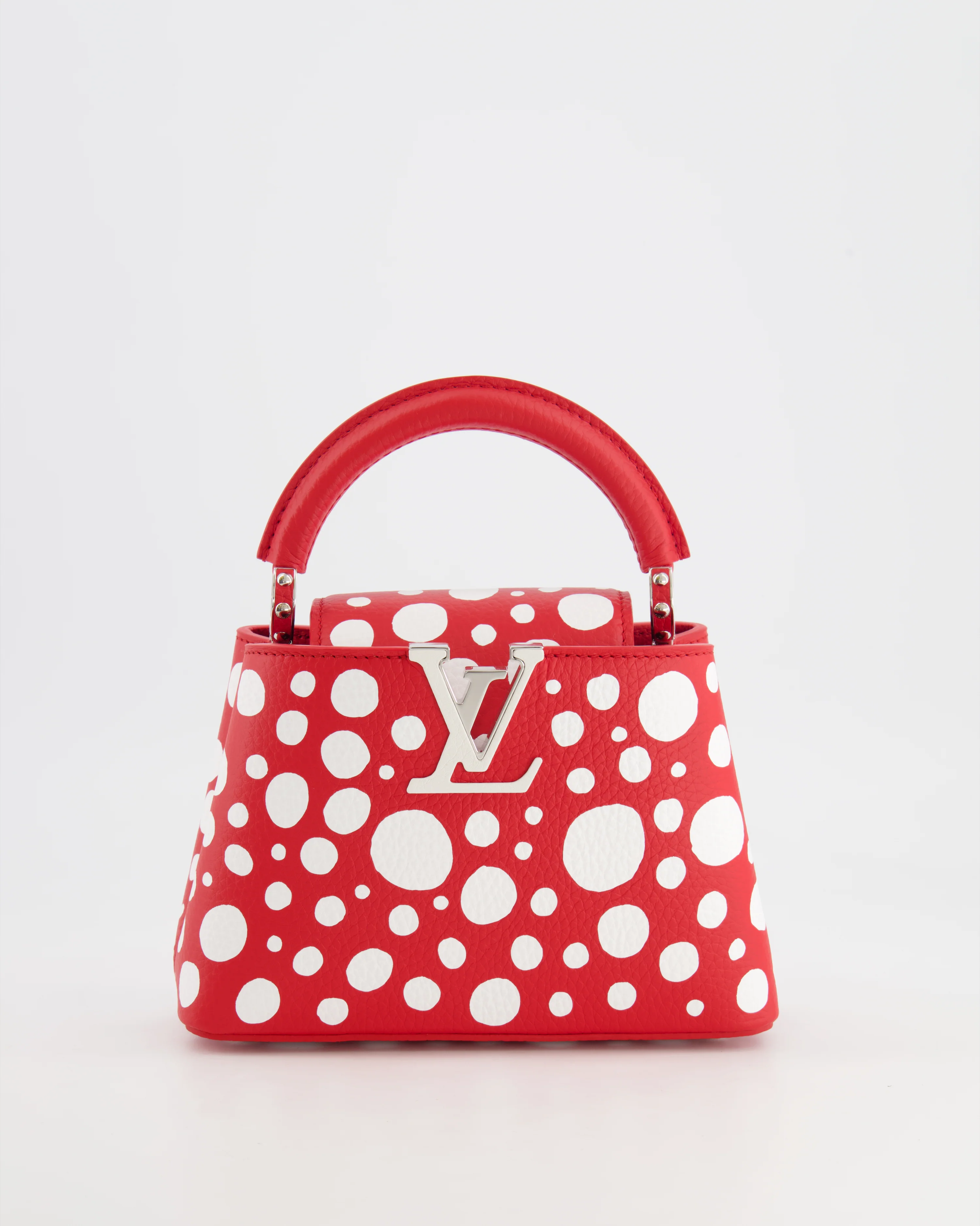 *HOT* Louis Vuitton X Yayoi Kusama Red and White Mini Capucines Bag with Silver Hardware - Image 2