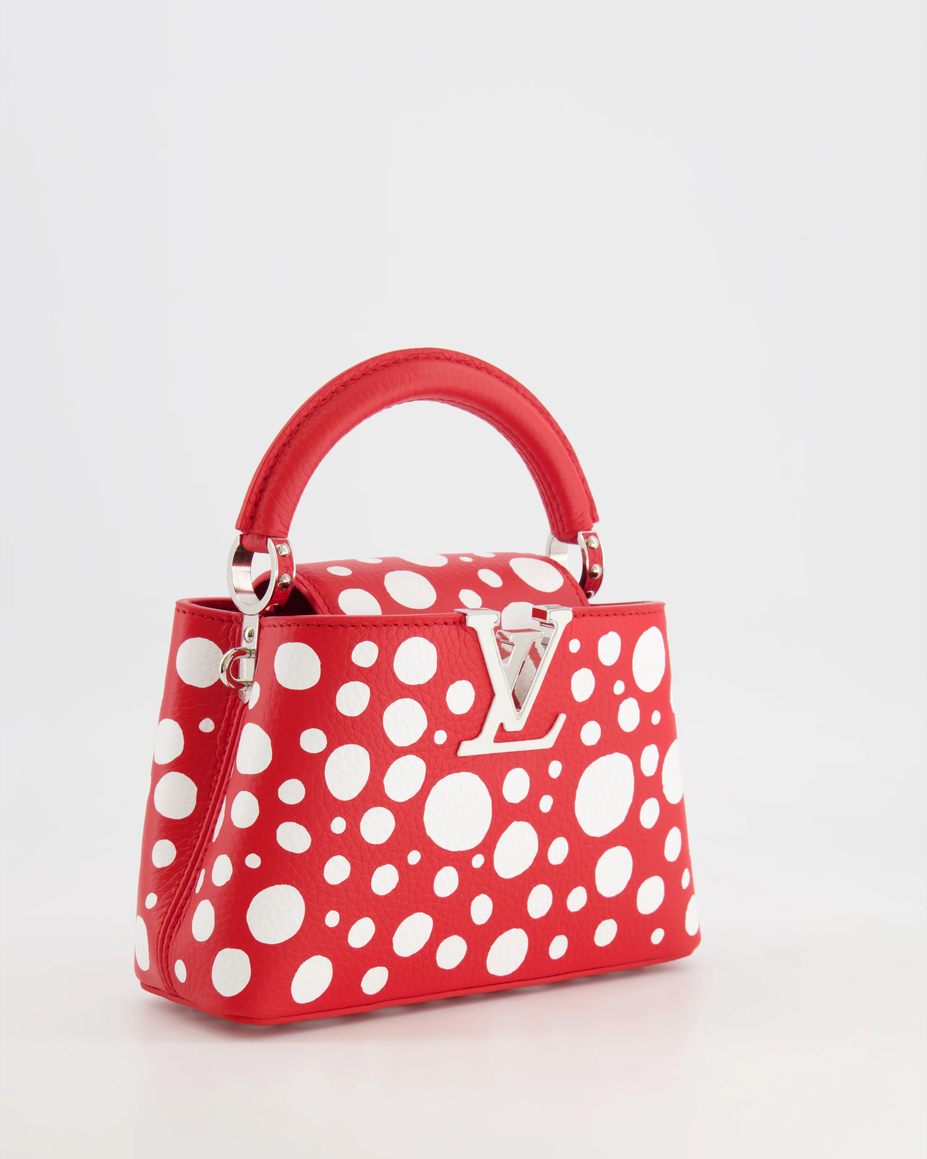 *HOT* Louis Vuitton X Yayoi Kusama Red and White Mini Capucines Bag with Silver Hardware - Image 3