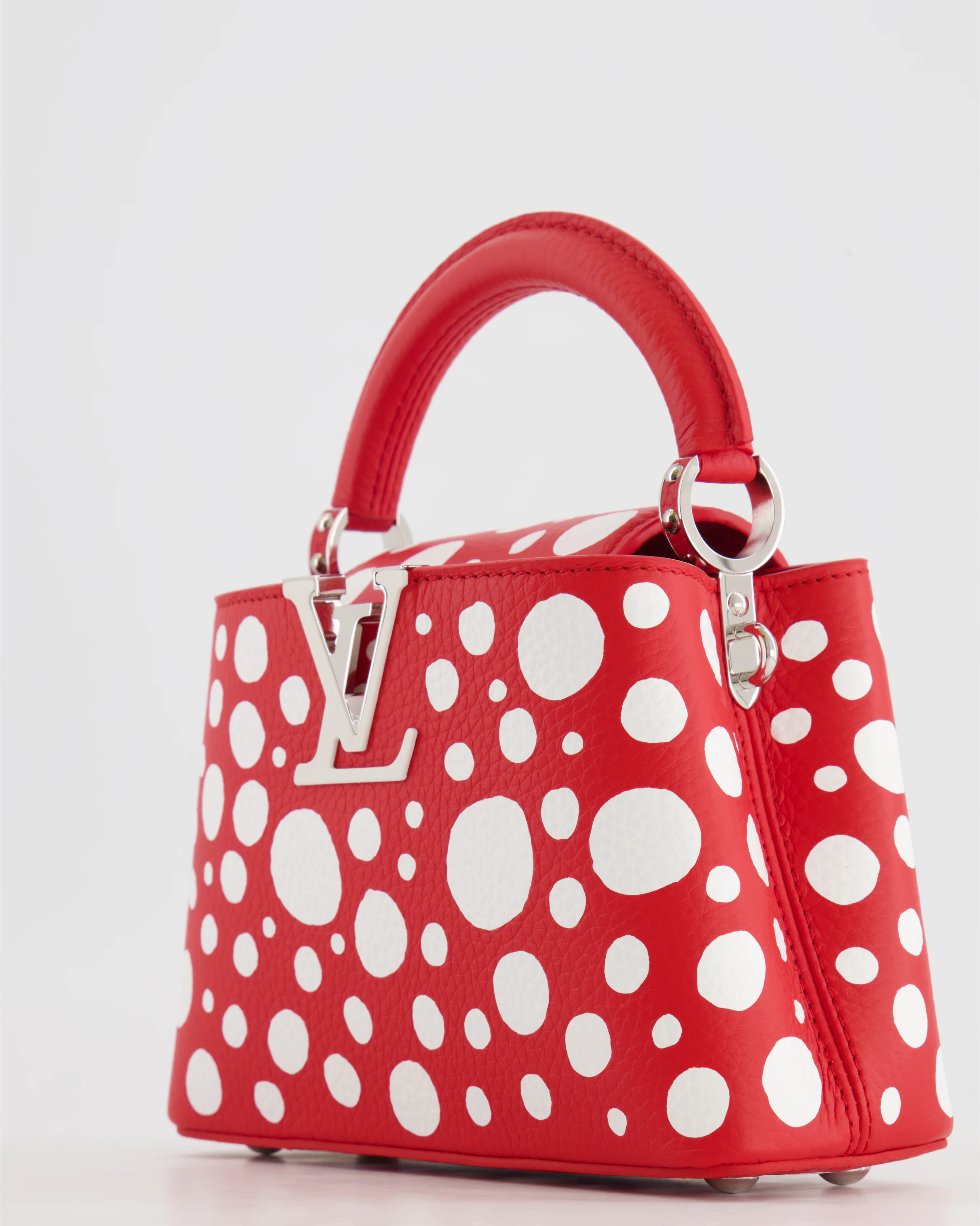 *HOT* Louis Vuitton X Yayoi Kusama Red and White Mini Capucines Bag with Silver Hardware - Image 4