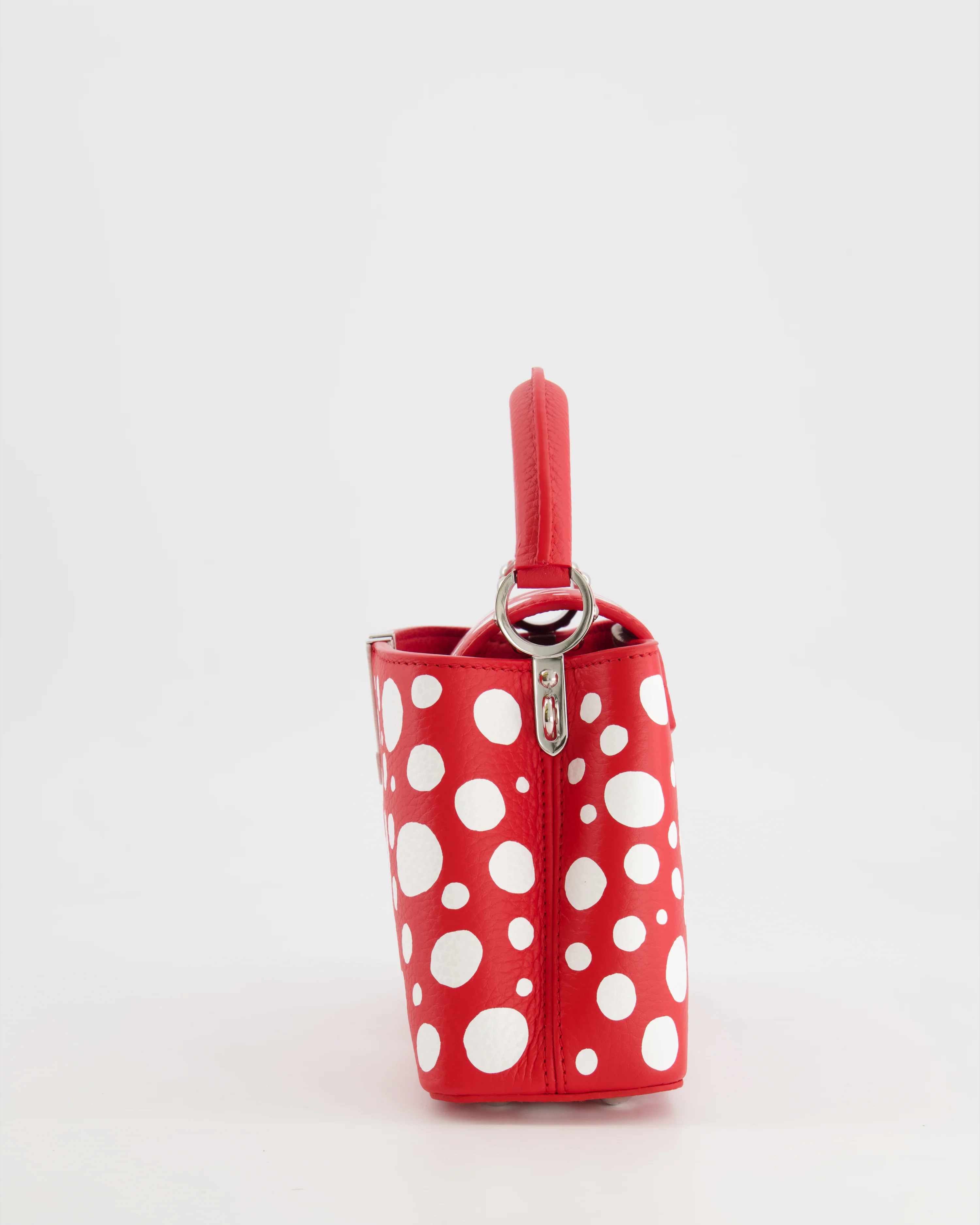 *HOT* Louis Vuitton X Yayoi Kusama Red and White Mini Capucines Bag with Silver Hardware - Image 5
