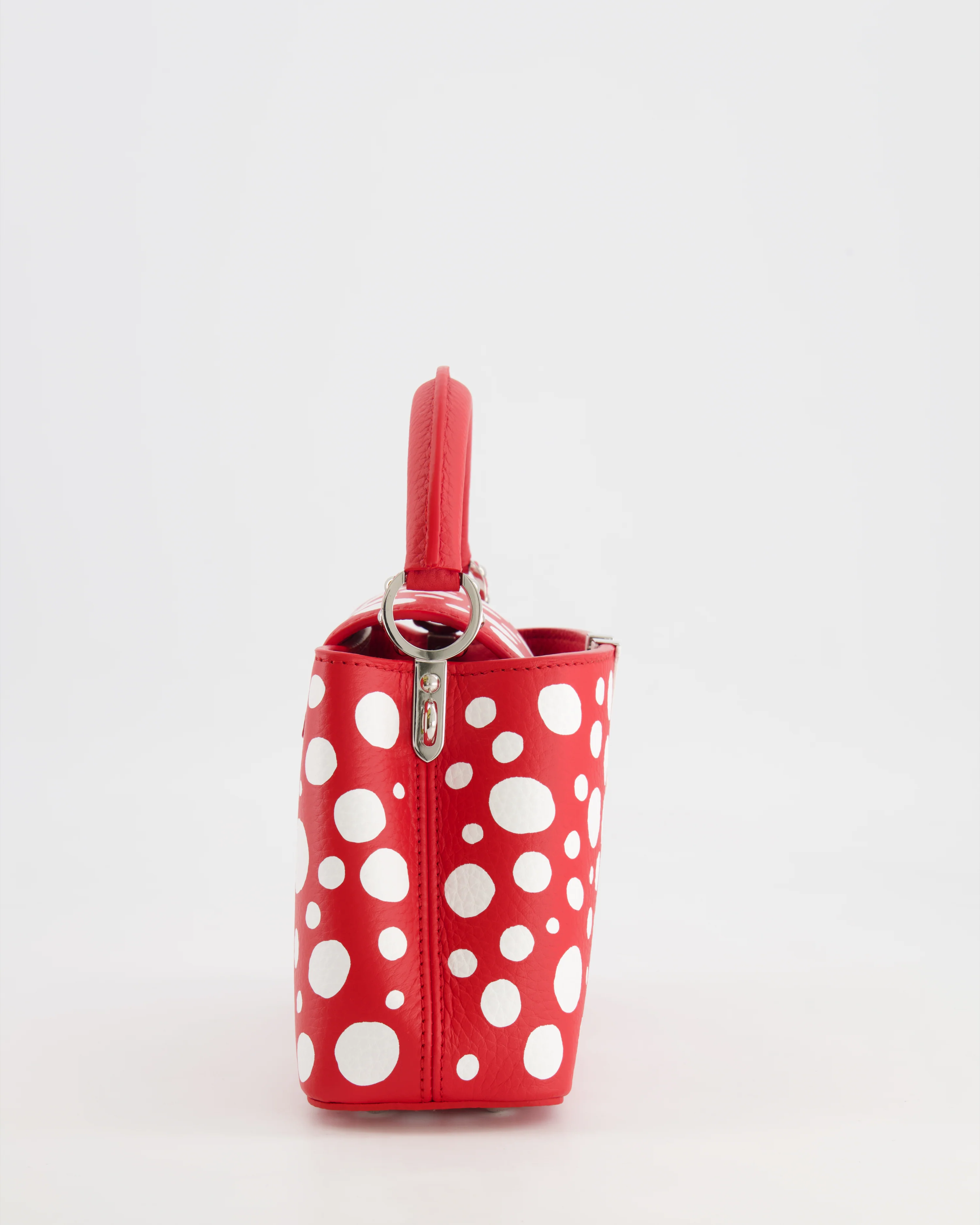*HOT* Louis Vuitton X Yayoi Kusama Red and White Mini Capucines Bag with Silver Hardware - Image 9