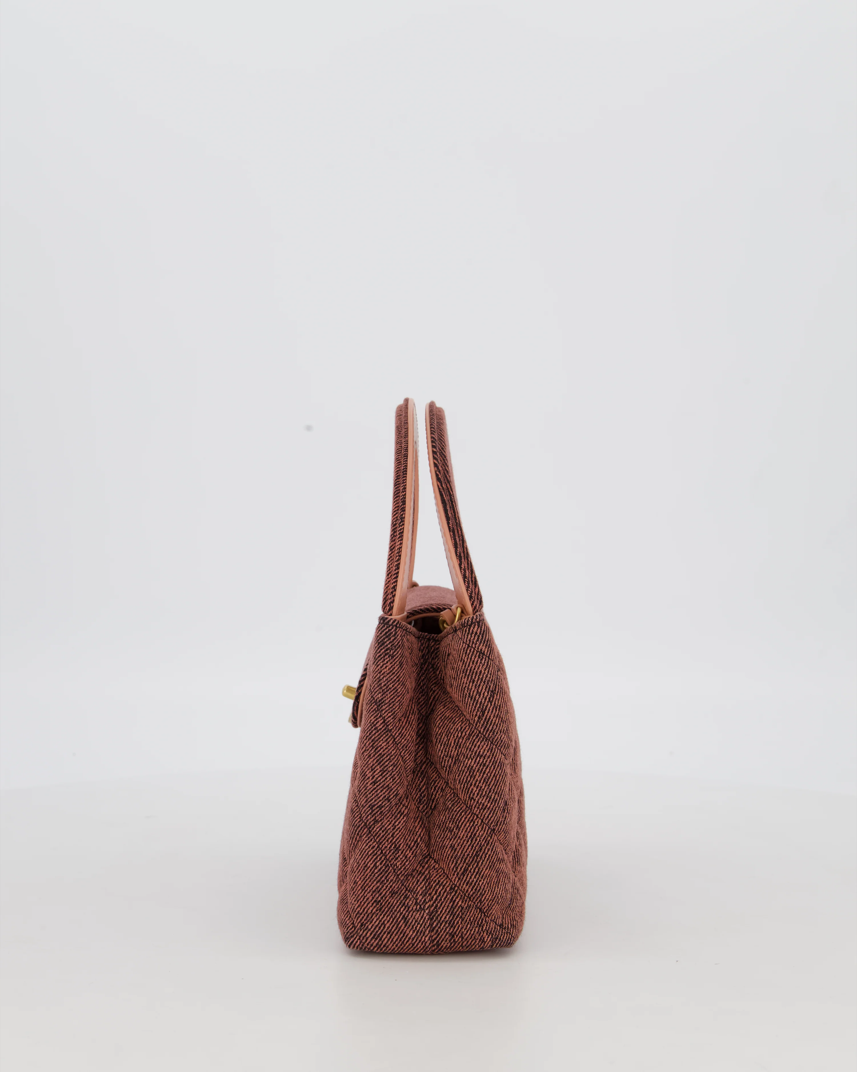 Chanel Dark Pink Small Mini Kelly Shopping Bag in Denim with Brushed Gold Hardware - Image 10