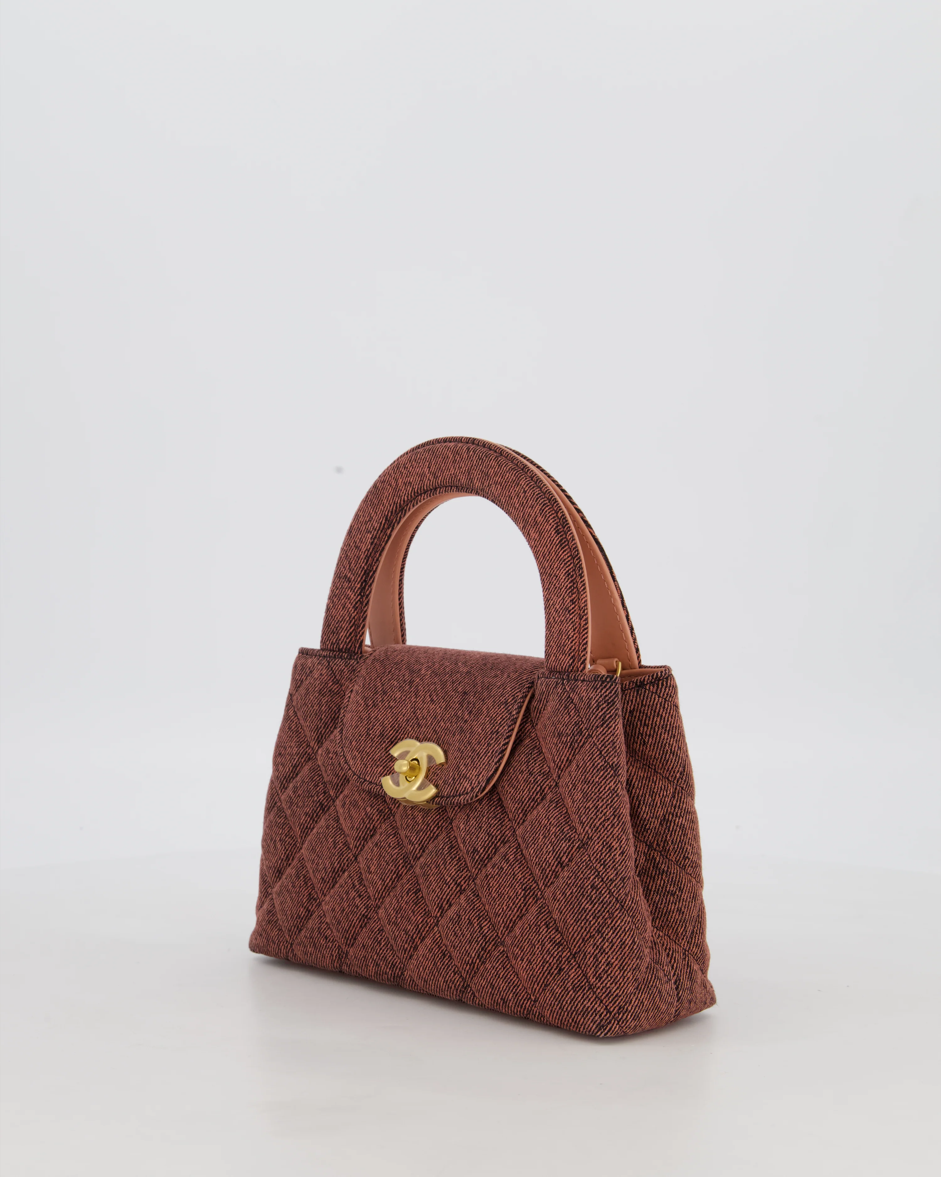 Chanel Dark Pink Small Mini Kelly Shopping Bag in Denim with Brushed Gold Hardware - Image 11