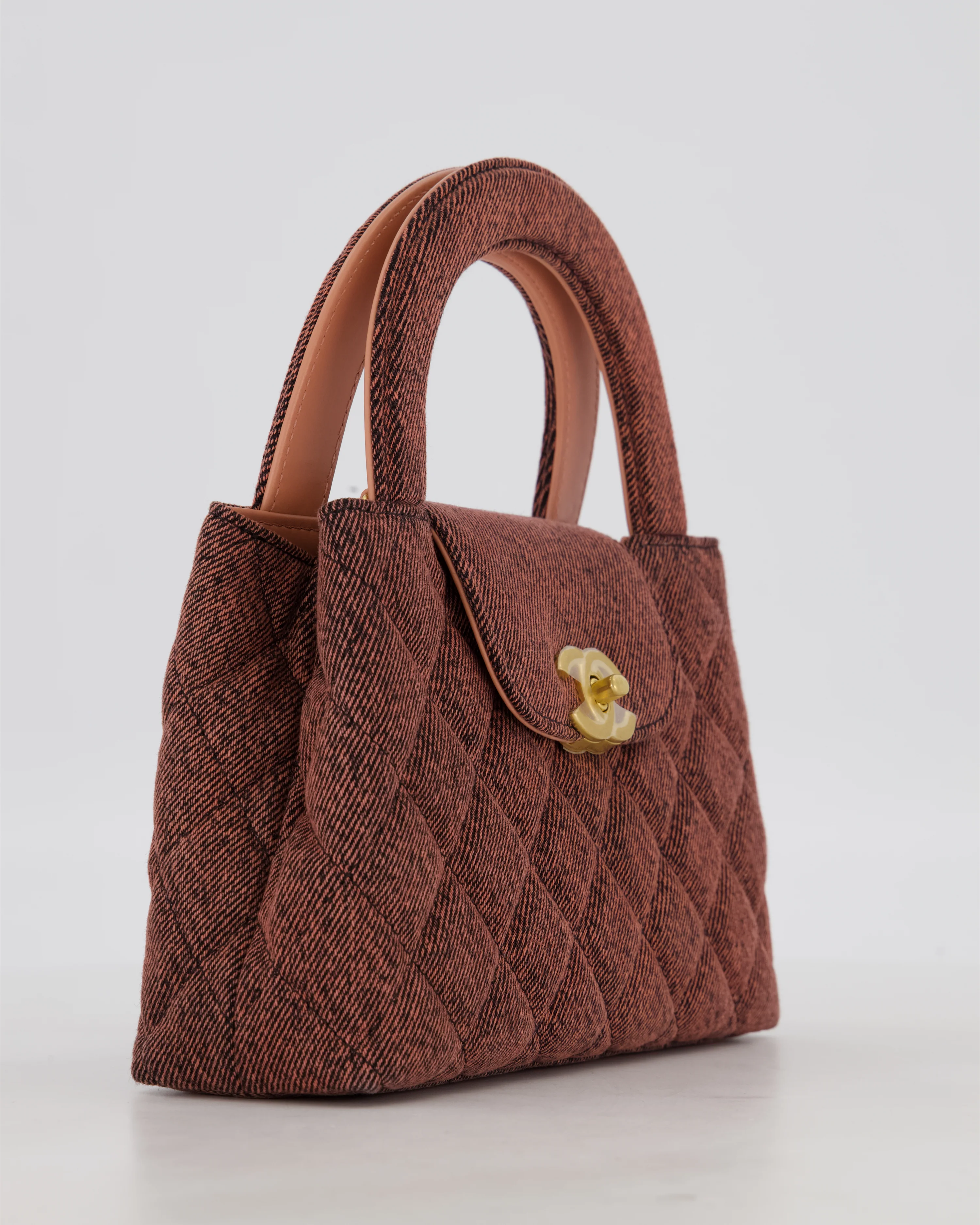 Chanel Dark Pink Small Mini Kelly Shopping Bag in Denim with Brushed Gold Hardware - Image 12