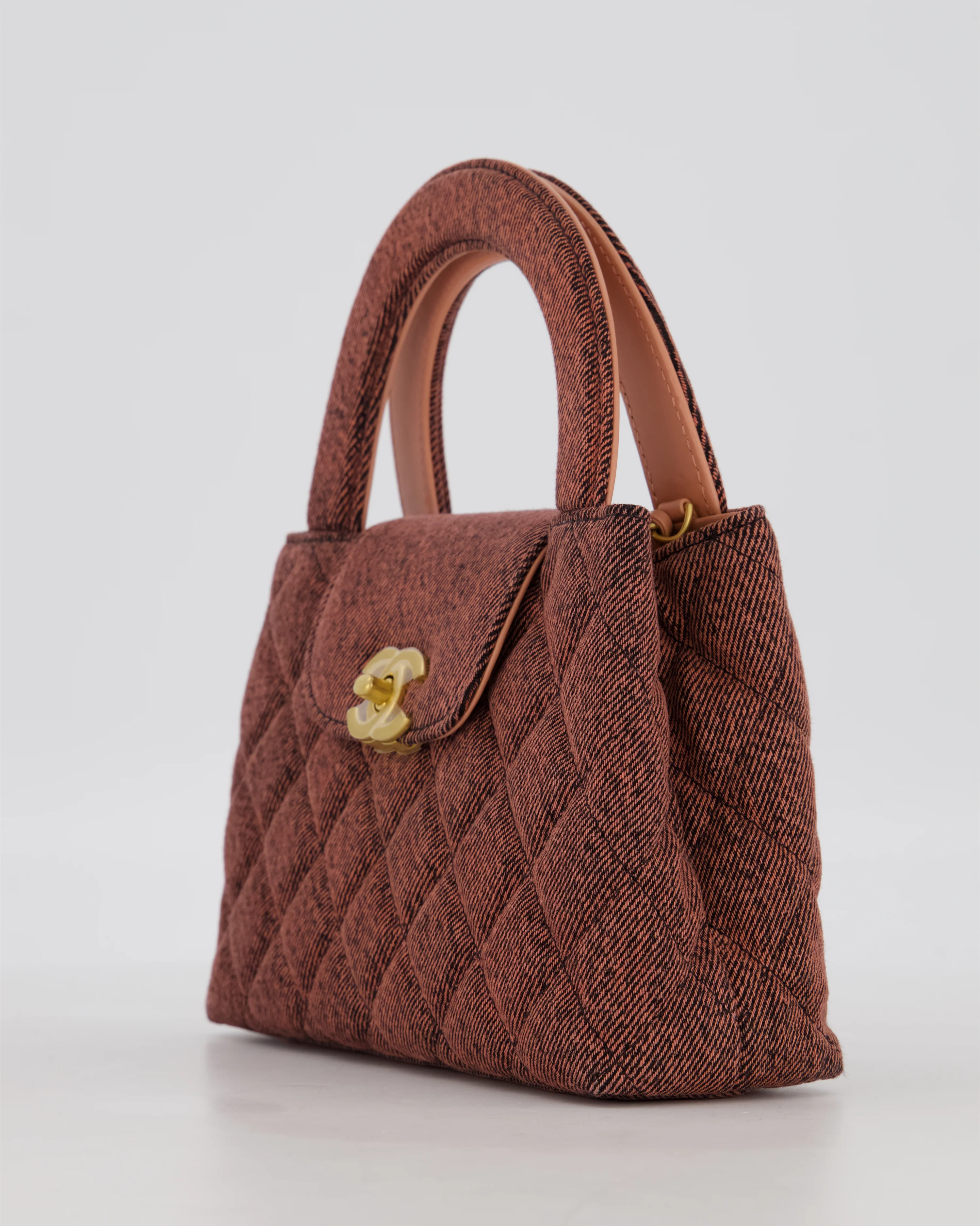 Chanel Dark Pink Small Mini Kelly Shopping Bag in Denim with Brushed Gold Hardware - Image 13