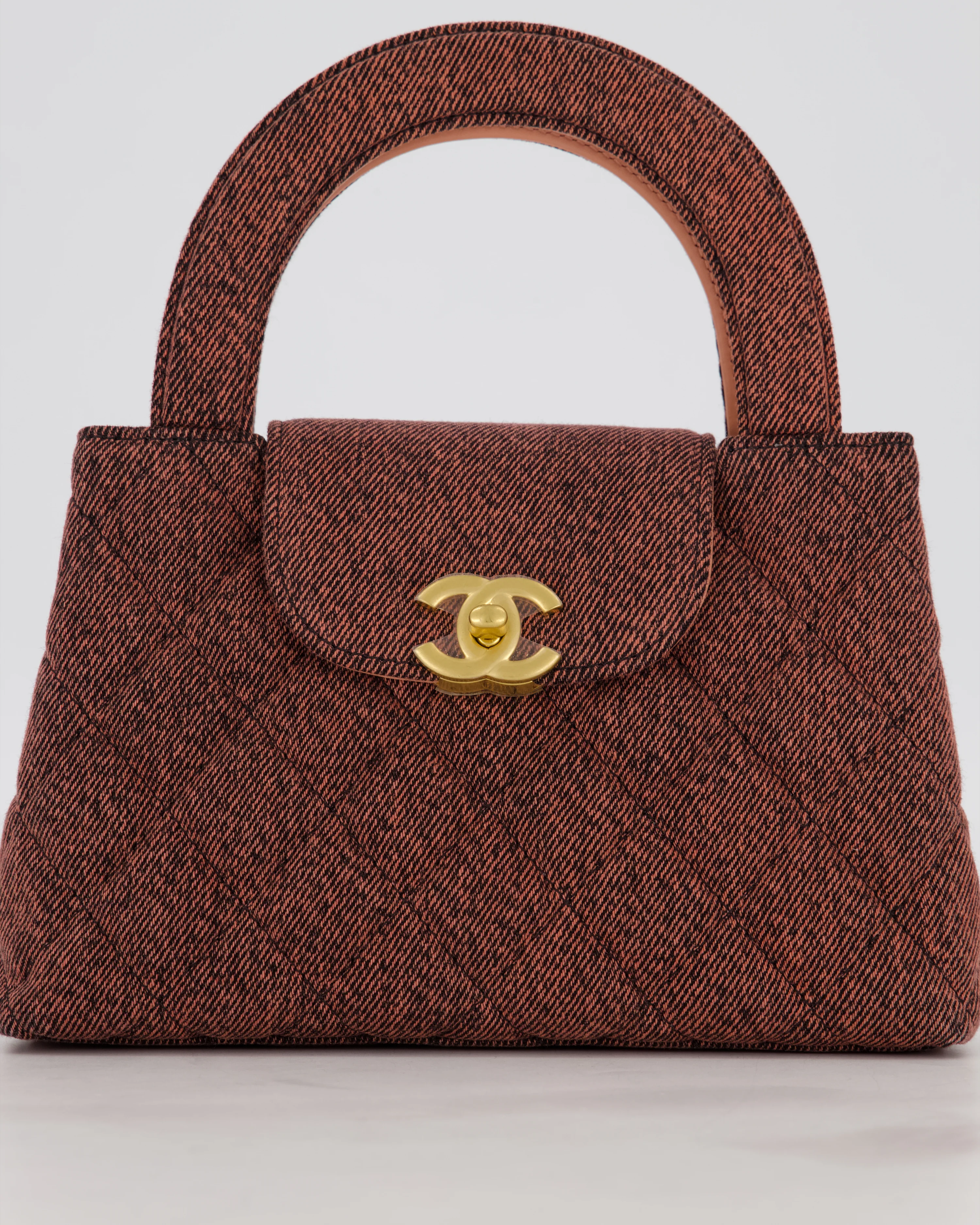Chanel Dark Pink Small Mini Kelly Shopping Bag in Denim with Brushed Gold Hardware - Image 16