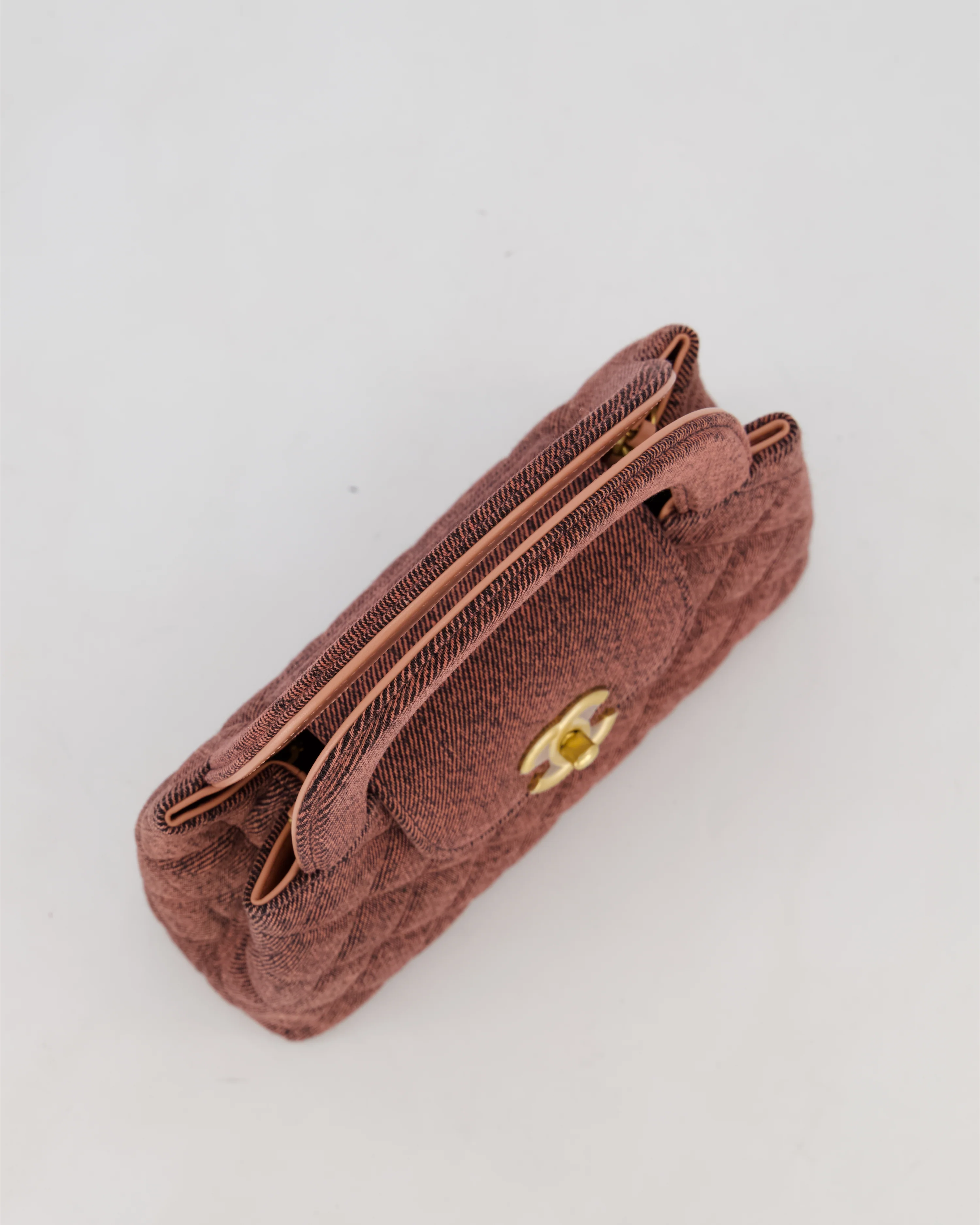 Chanel Dark Pink Small Mini Kelly Shopping Bag in Denim with Brushed Gold Hardware - Image 17