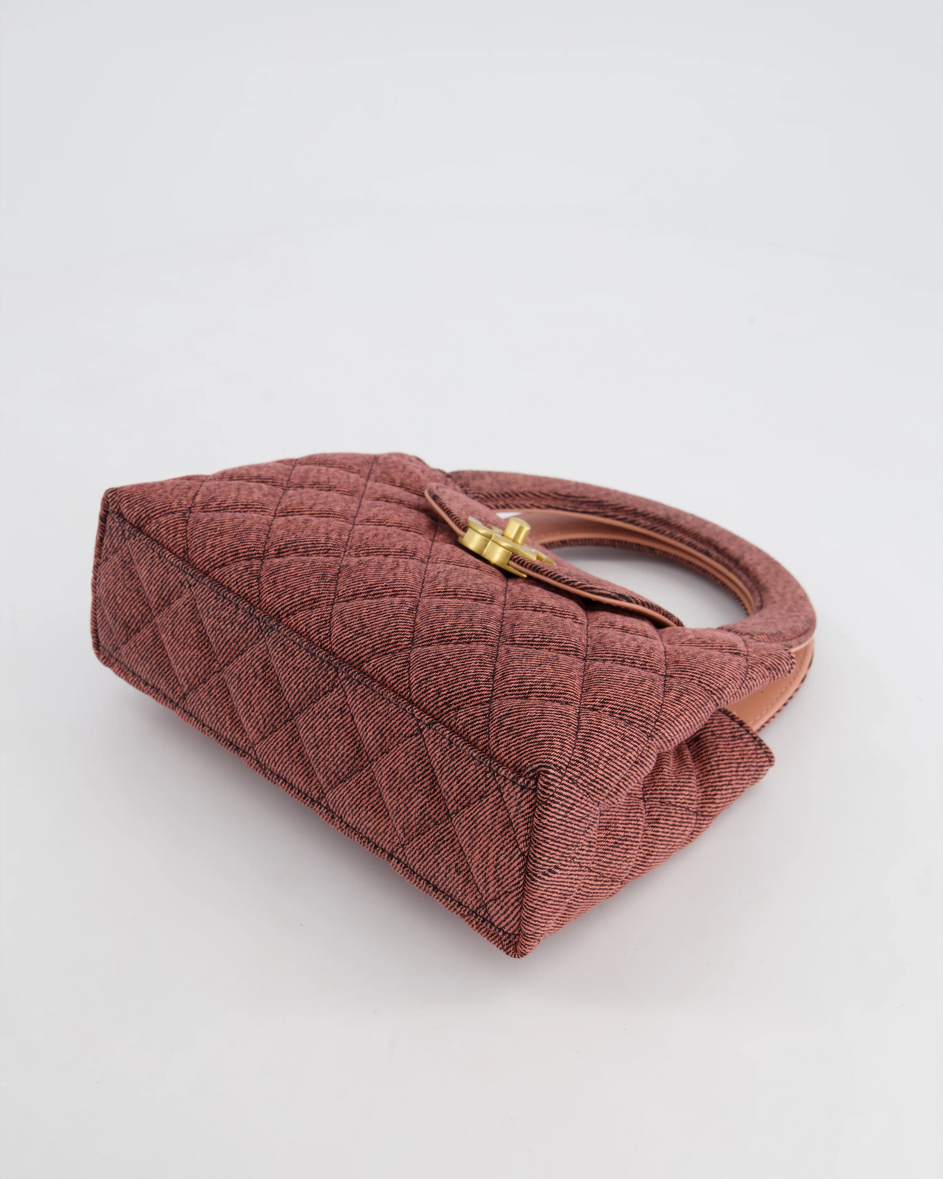 Chanel Dark Pink Small Mini Kelly Shopping Bag in Denim with Brushed Gold Hardware - Image 21