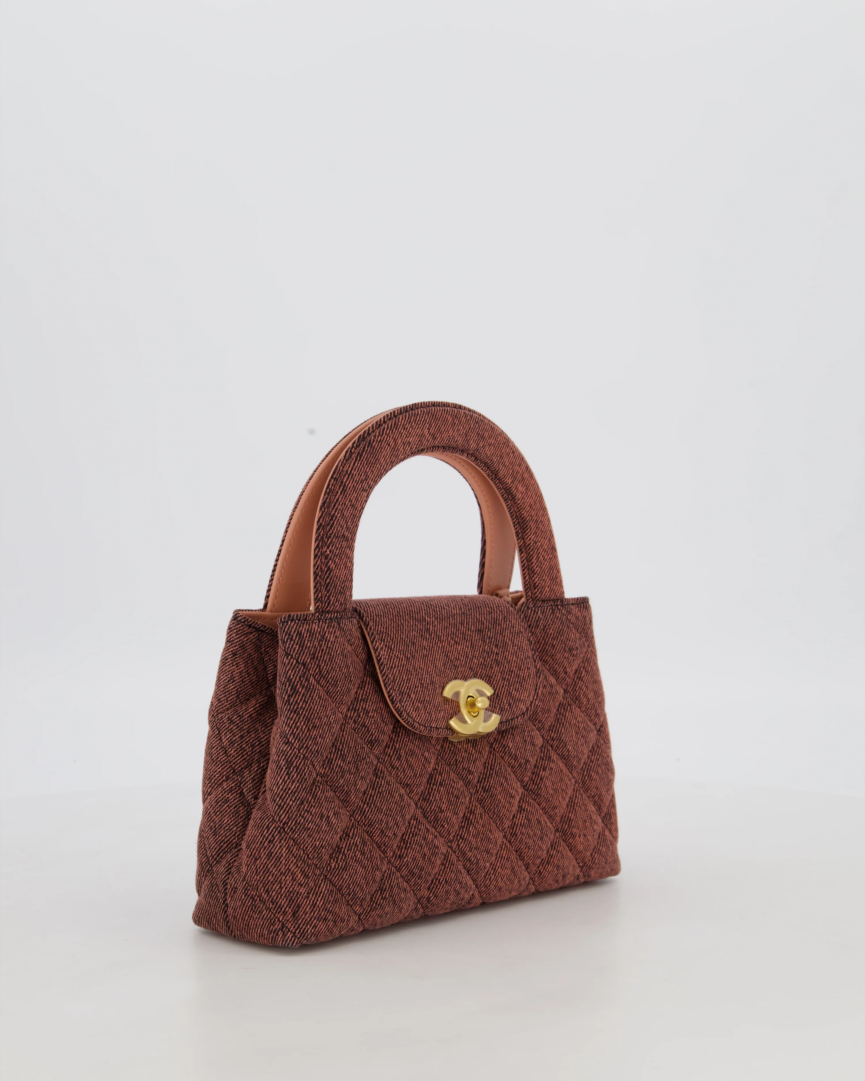 Chanel Dark Pink Small Mini Kelly Shopping Bag in Denim with Brushed Gold Hardware - Image 5
