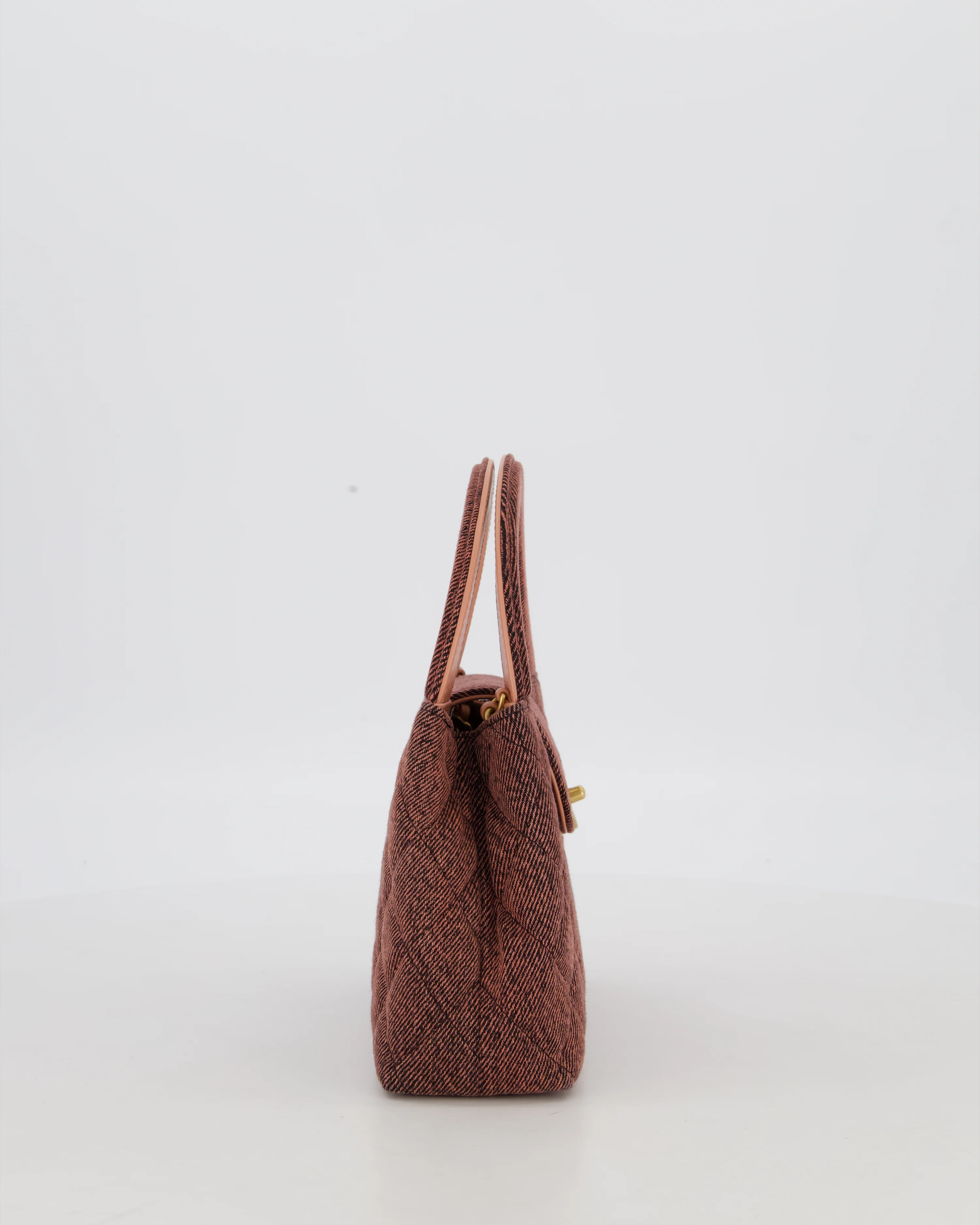 Chanel Dark Pink Small Mini Kelly Shopping Bag in Denim with Brushed Gold Hardware - Image 6