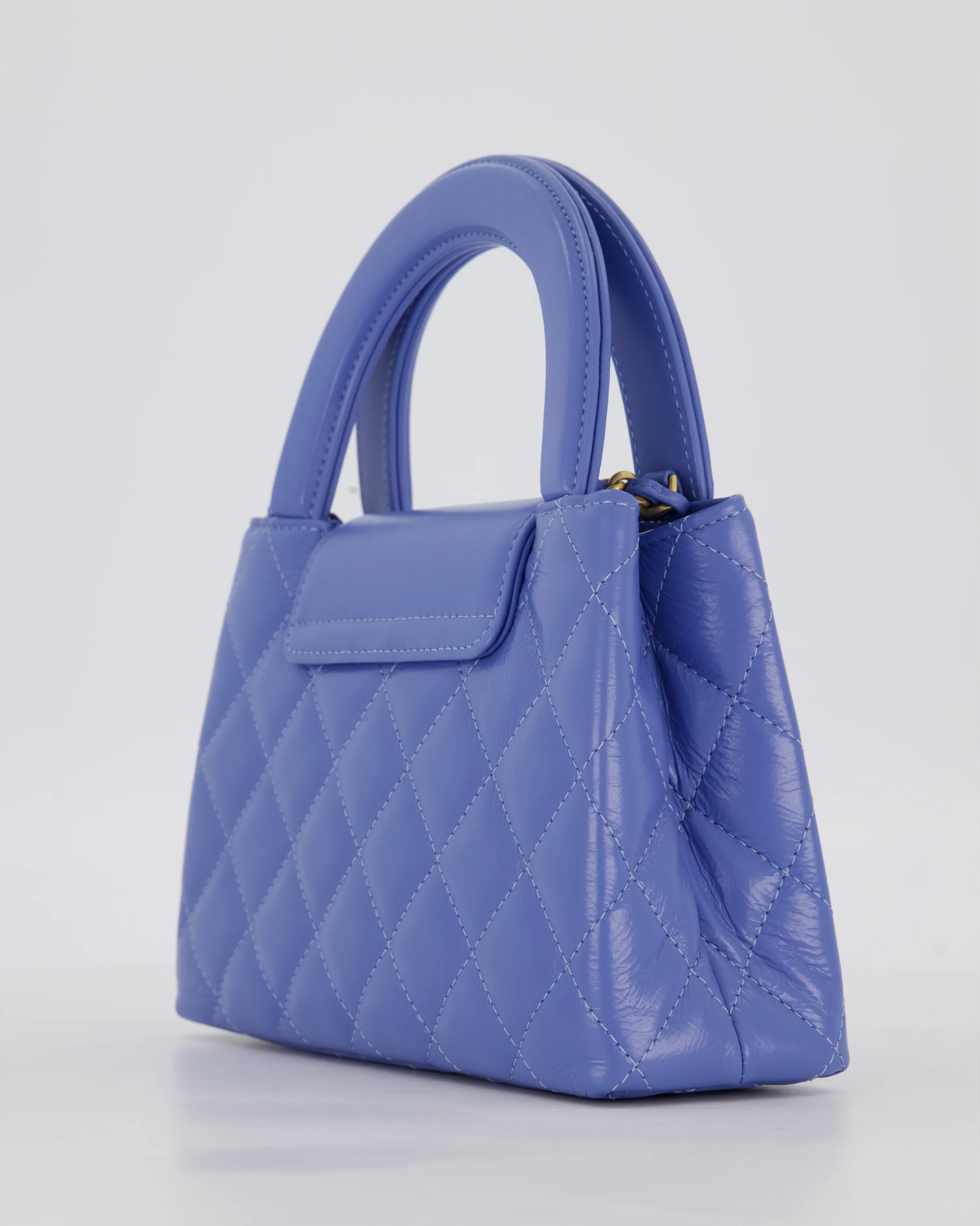 *HOT & RARE* Chanel Sky Blue Small Mini Kelly Shopping Bag in Aged Calfskin Leather with Brushed Gold Hardware - Image 13