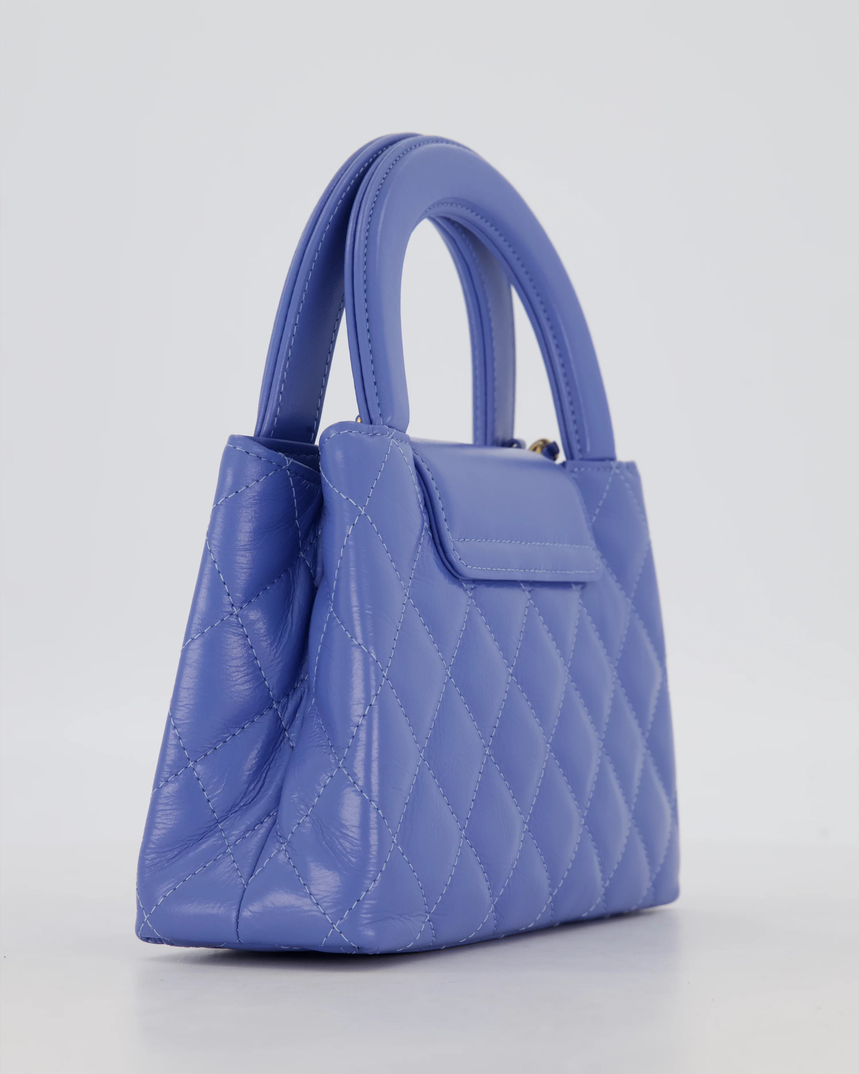 *HOT & RARE* Chanel Sky Blue Small Mini Kelly Shopping Bag in Aged Calfskin Leather with Brushed Gold Hardware - Image 14