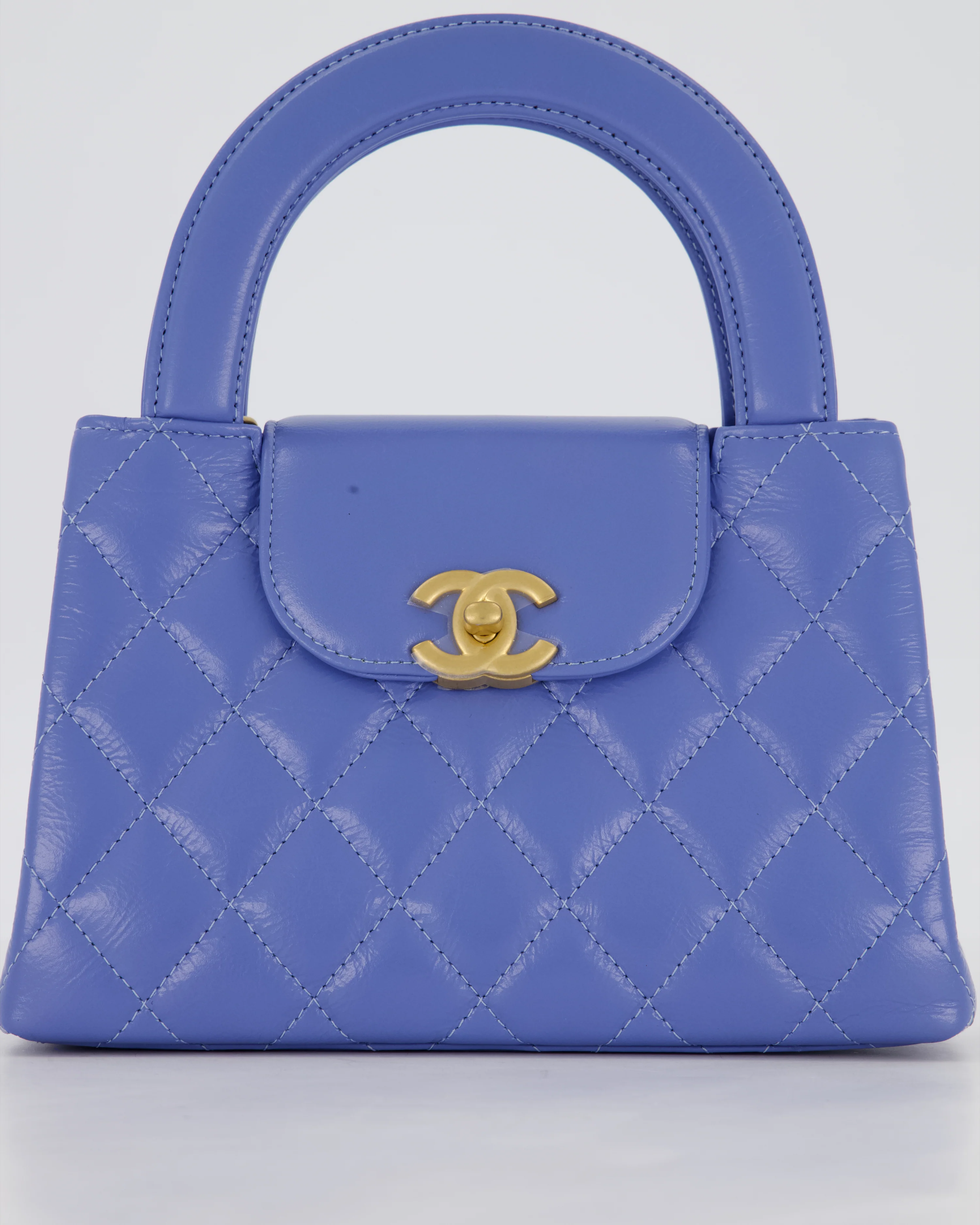 *HOT & RARE* Chanel Sky Blue Small Mini Kelly Shopping Bag in Aged Calfskin Leather with Brushed Gold Hardware - Image 15