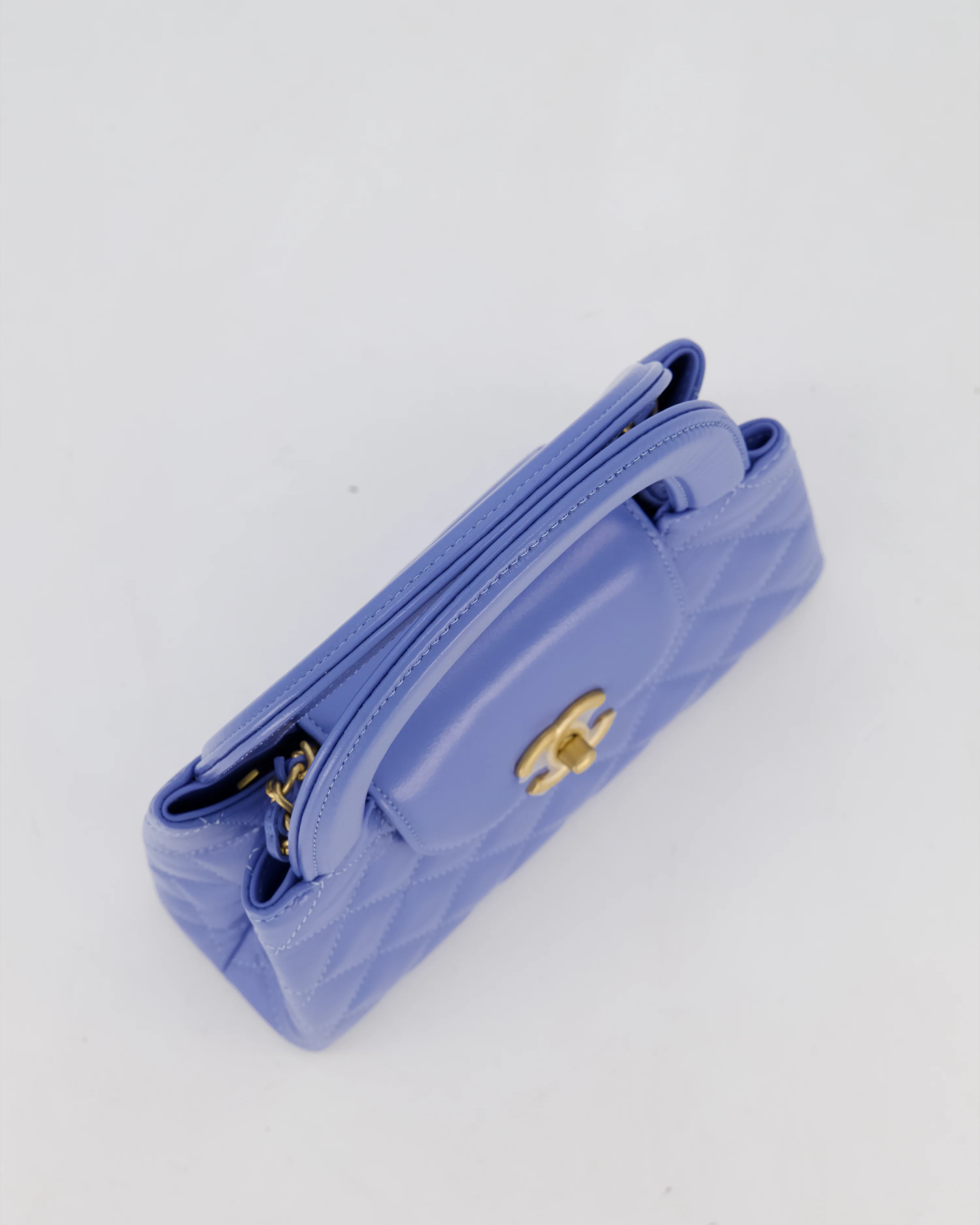 *HOT & RARE* Chanel Sky Blue Small Mini Kelly Shopping Bag in Aged Calfskin Leather with Brushed Gold Hardware - Image 16