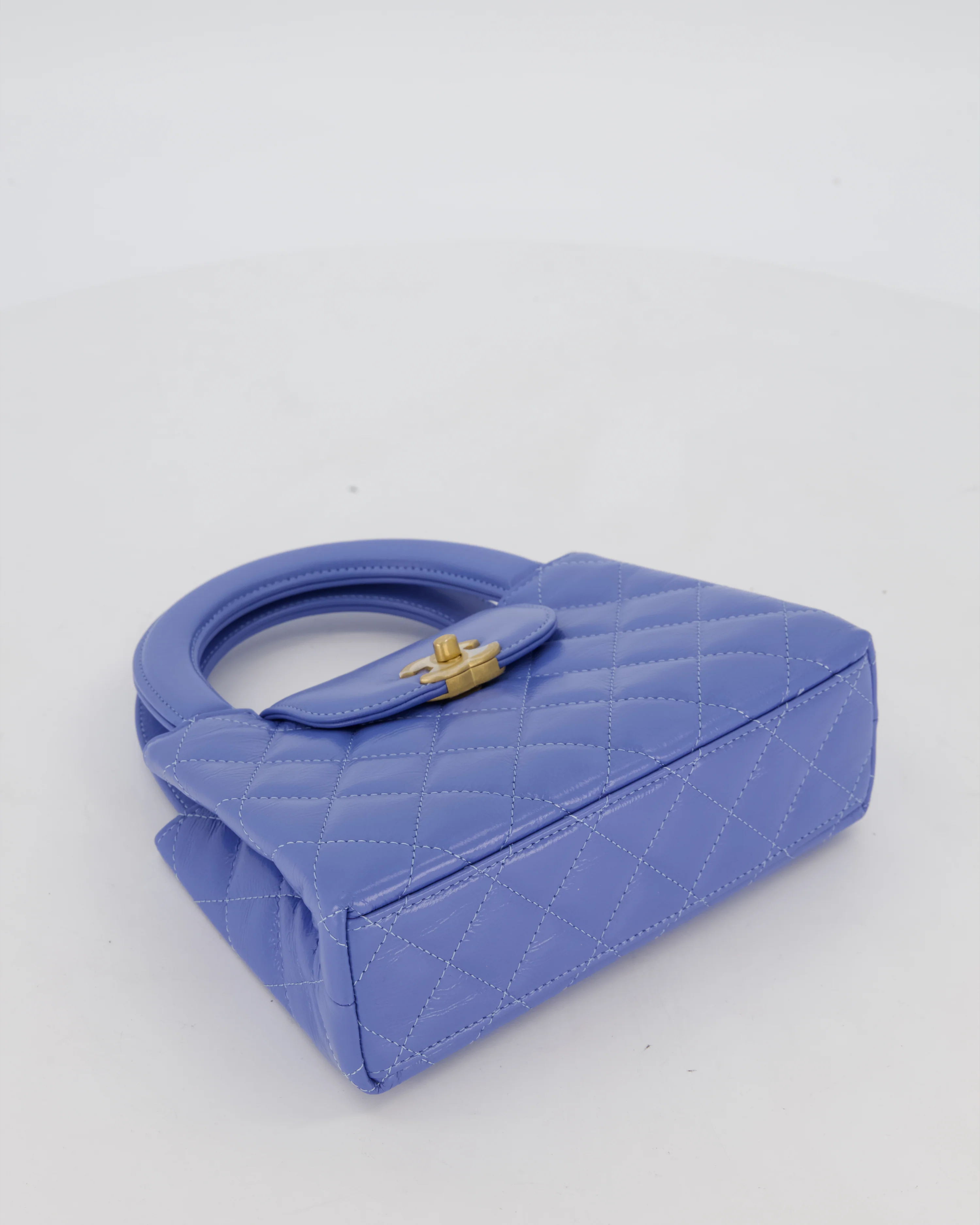 *HOT & RARE* Chanel Sky Blue Small Mini Kelly Shopping Bag in Aged Calfskin Leather with Brushed Gold Hardware - Image 17