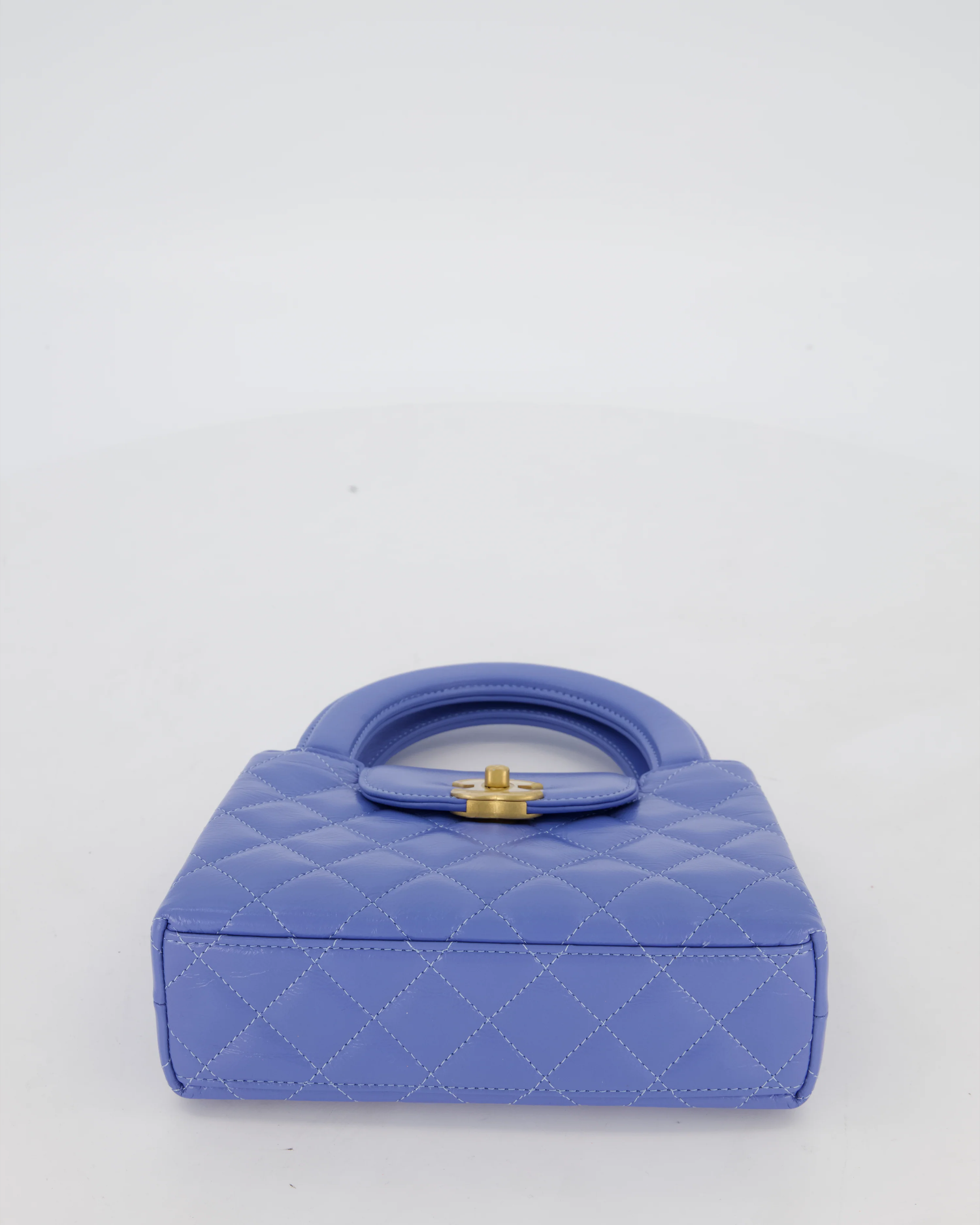 *HOT & RARE* Chanel Sky Blue Small Mini Kelly Shopping Bag in Aged Calfskin Leather with Brushed Gold Hardware - Image 19
