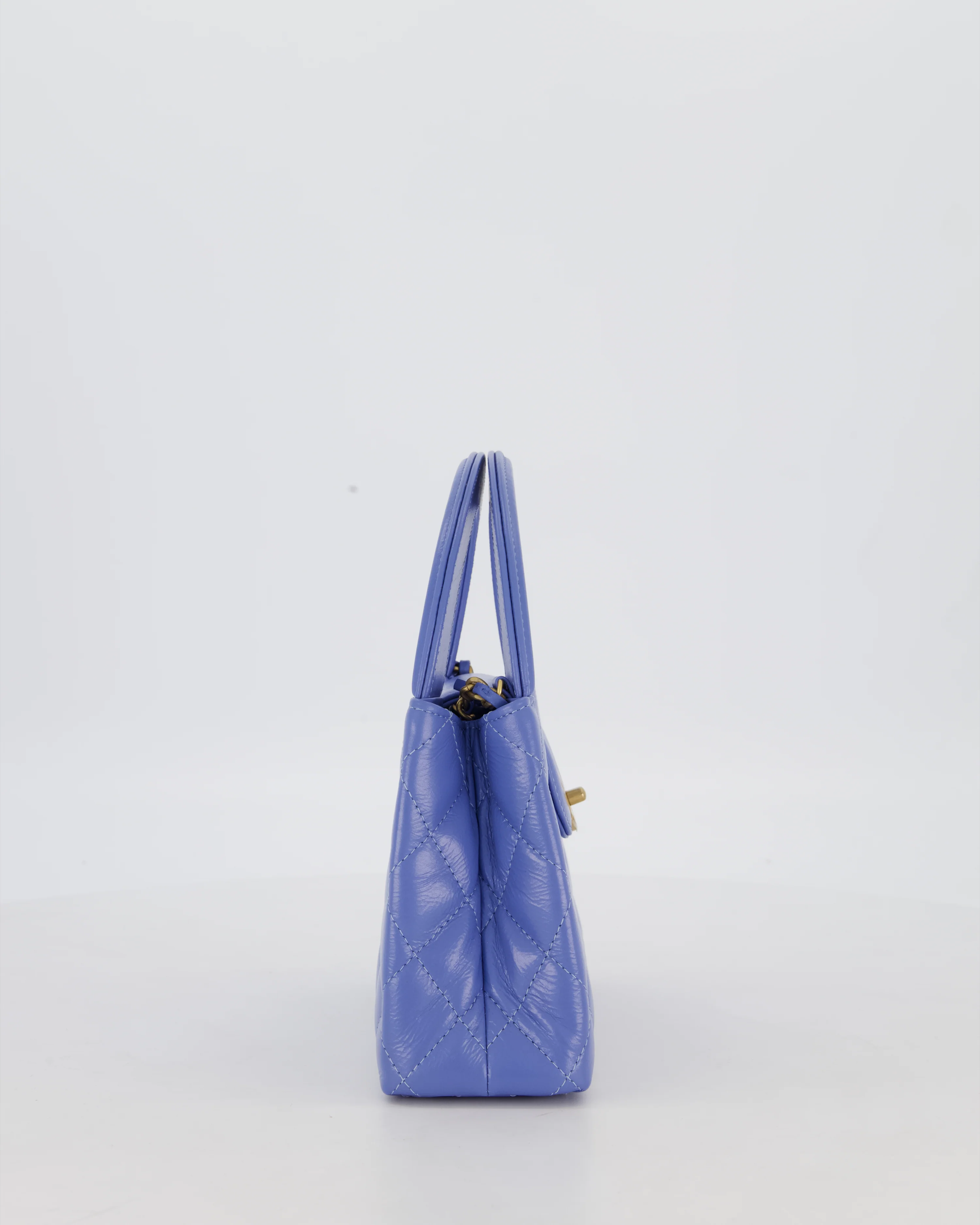 *HOT & RARE* Chanel Sky Blue Small Mini Kelly Shopping Bag in Aged Calfskin Leather with Brushed Gold Hardware - Image 5