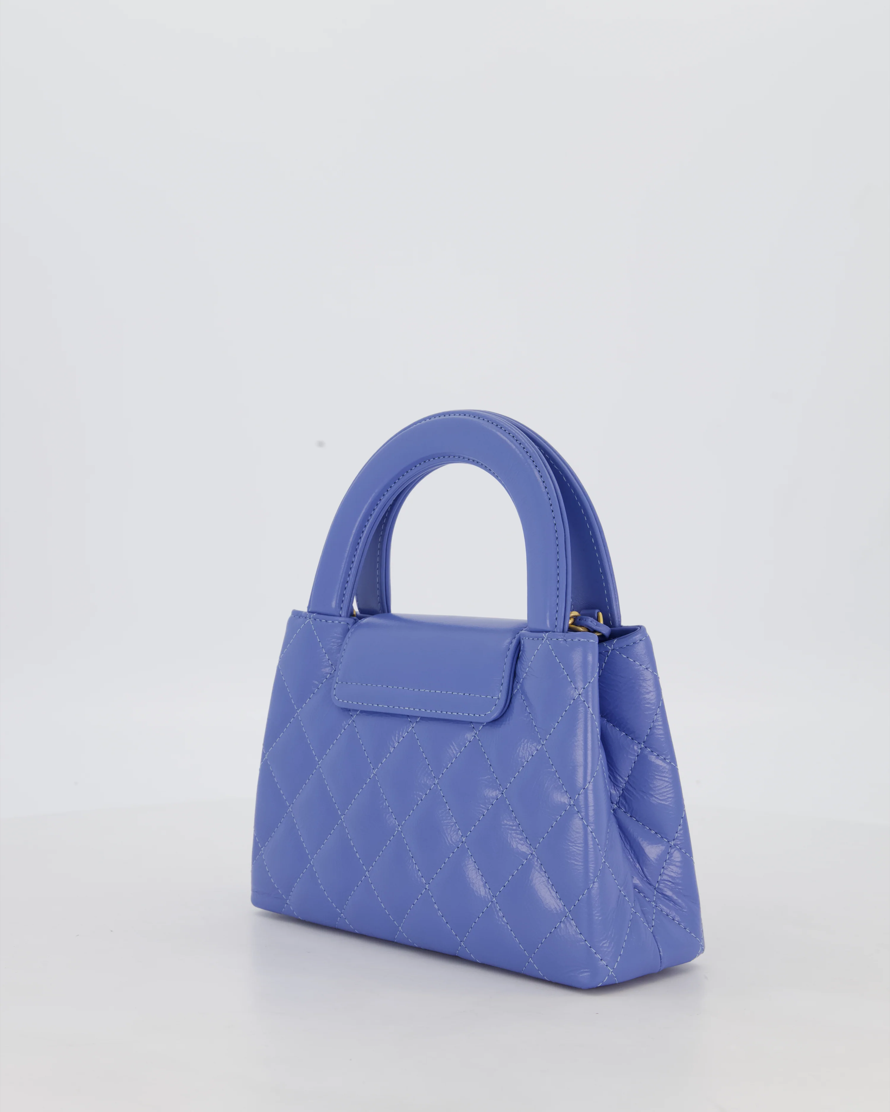 *HOT & RARE* Chanel Sky Blue Small Mini Kelly Shopping Bag in Aged Calfskin Leather with Brushed Gold Hardware - Image 6