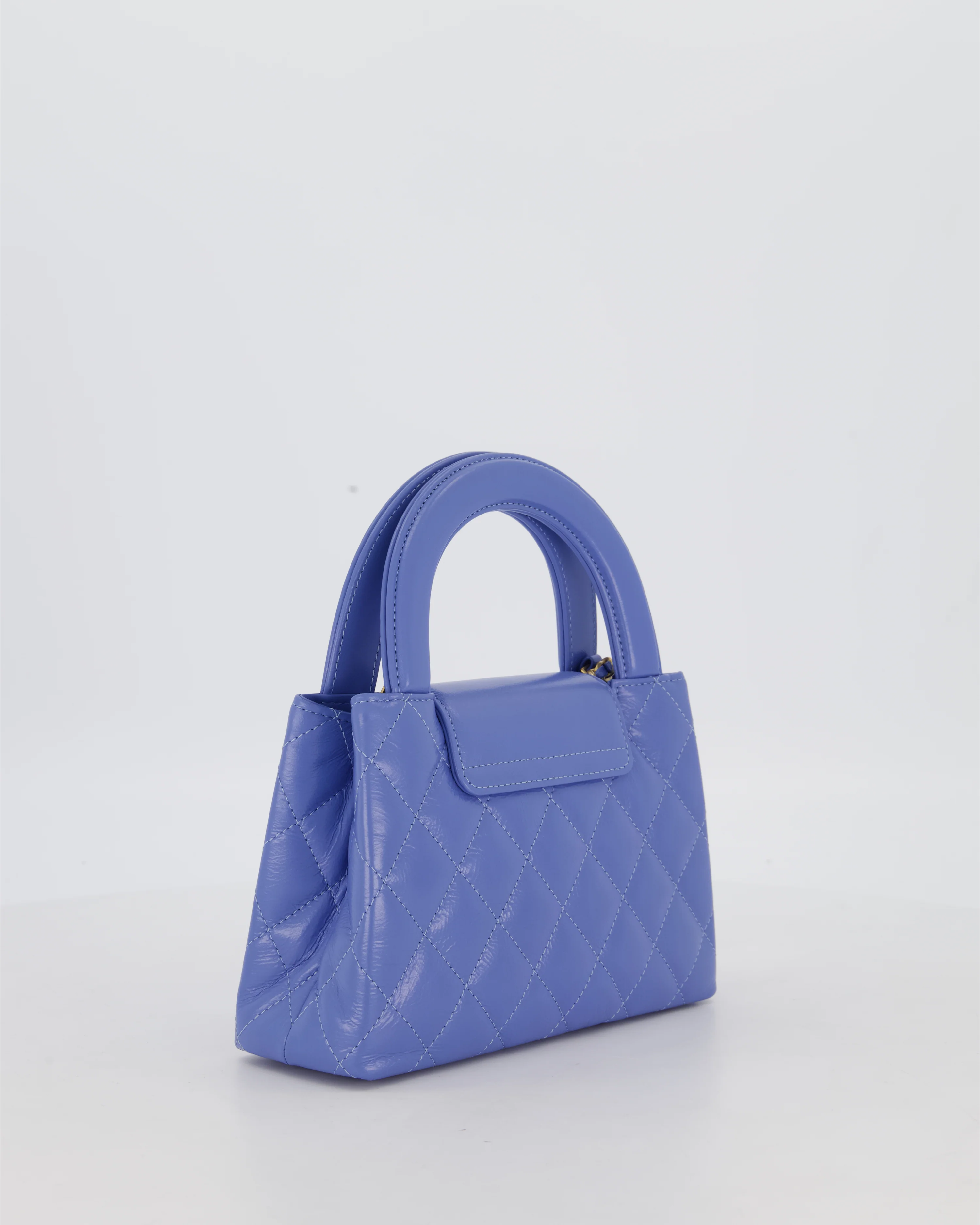 *HOT & RARE* Chanel Sky Blue Small Mini Kelly Shopping Bag in Aged Calfskin Leather with Brushed Gold Hardware - Image 8